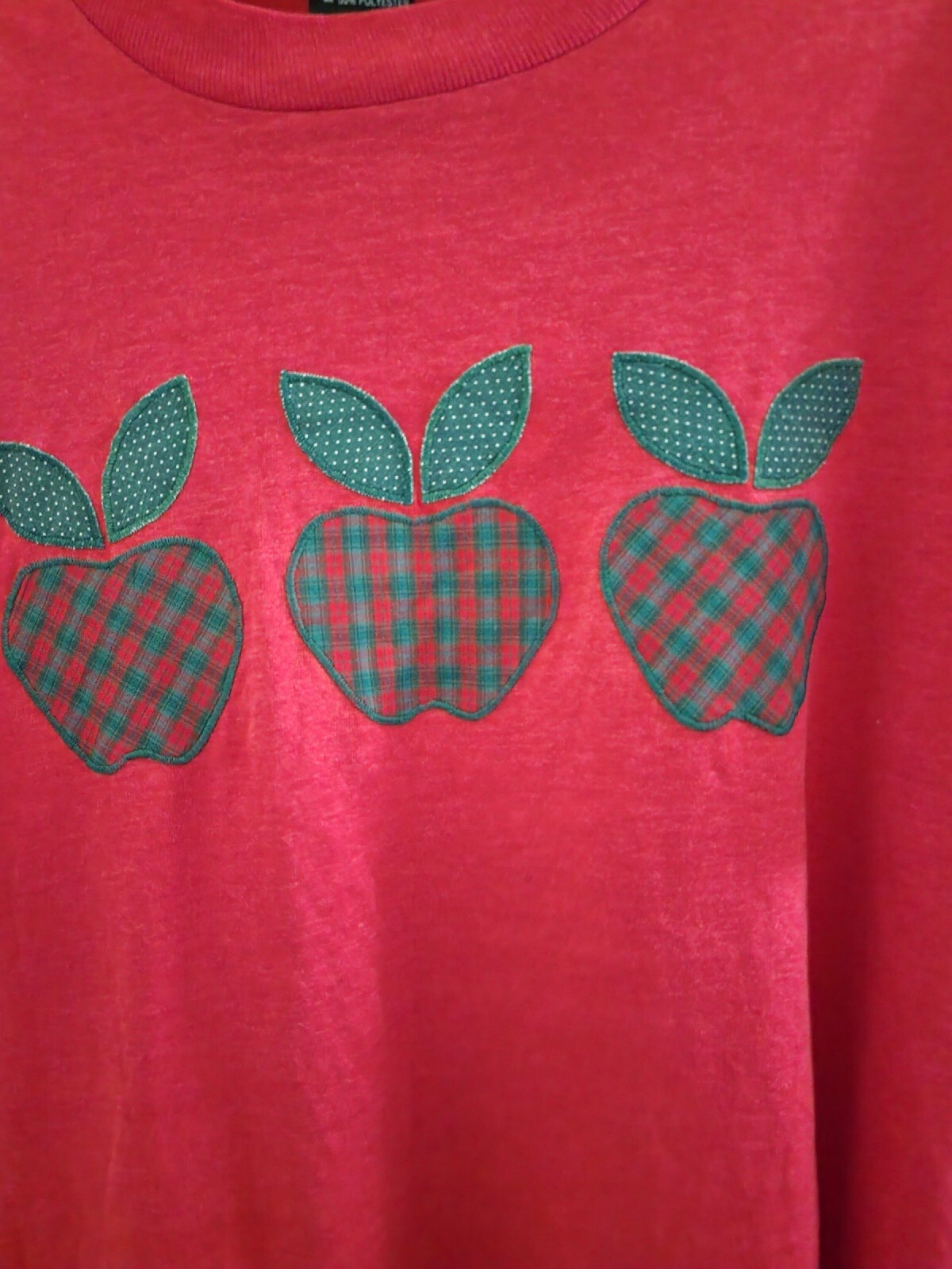 Vtg Apple Embroidered Front Screen Stars Best Grandma Style Large