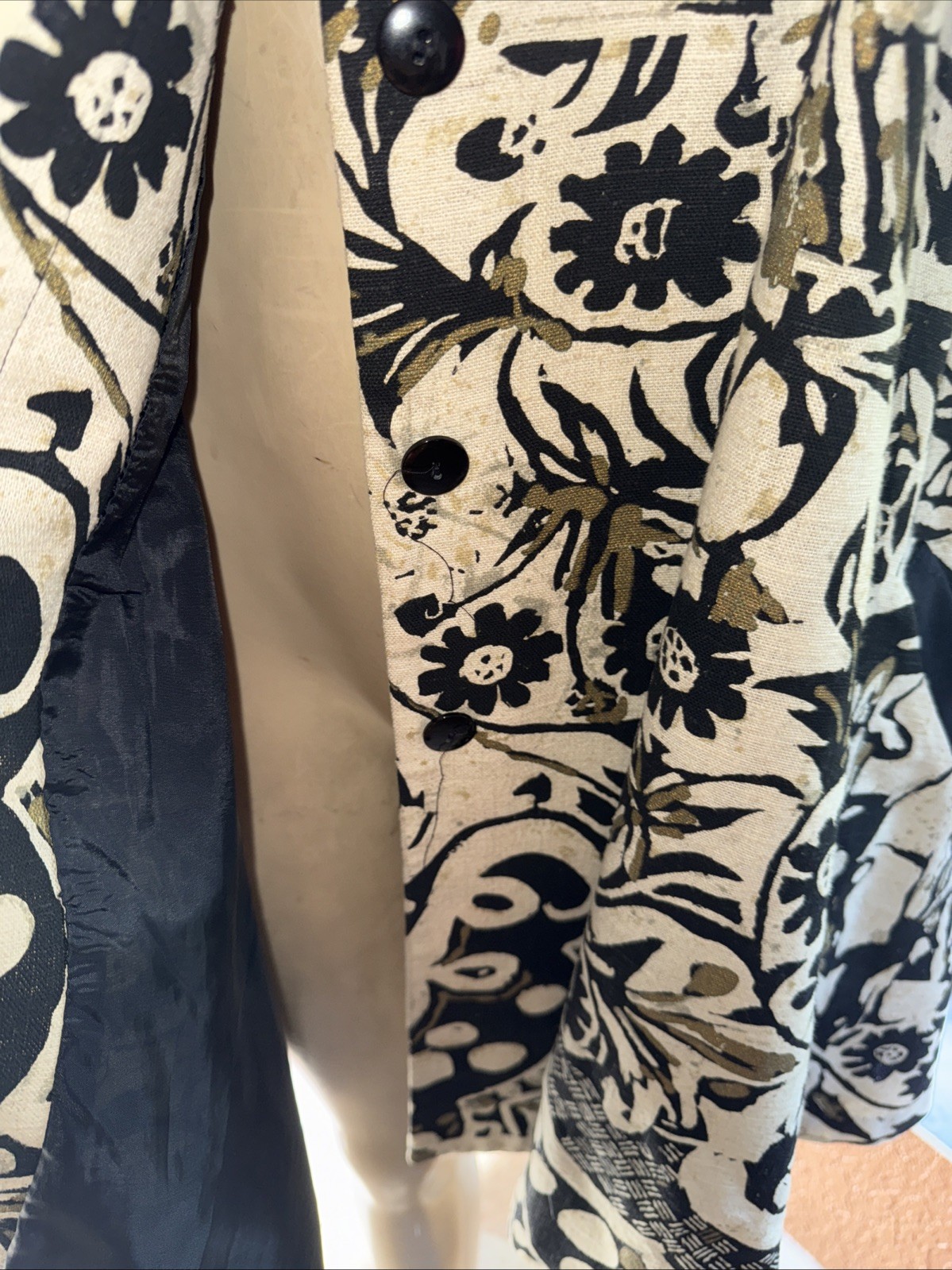 Vintage Chad Stevens Artsy Blazer Black & Beige Swing Blazer 22W pl