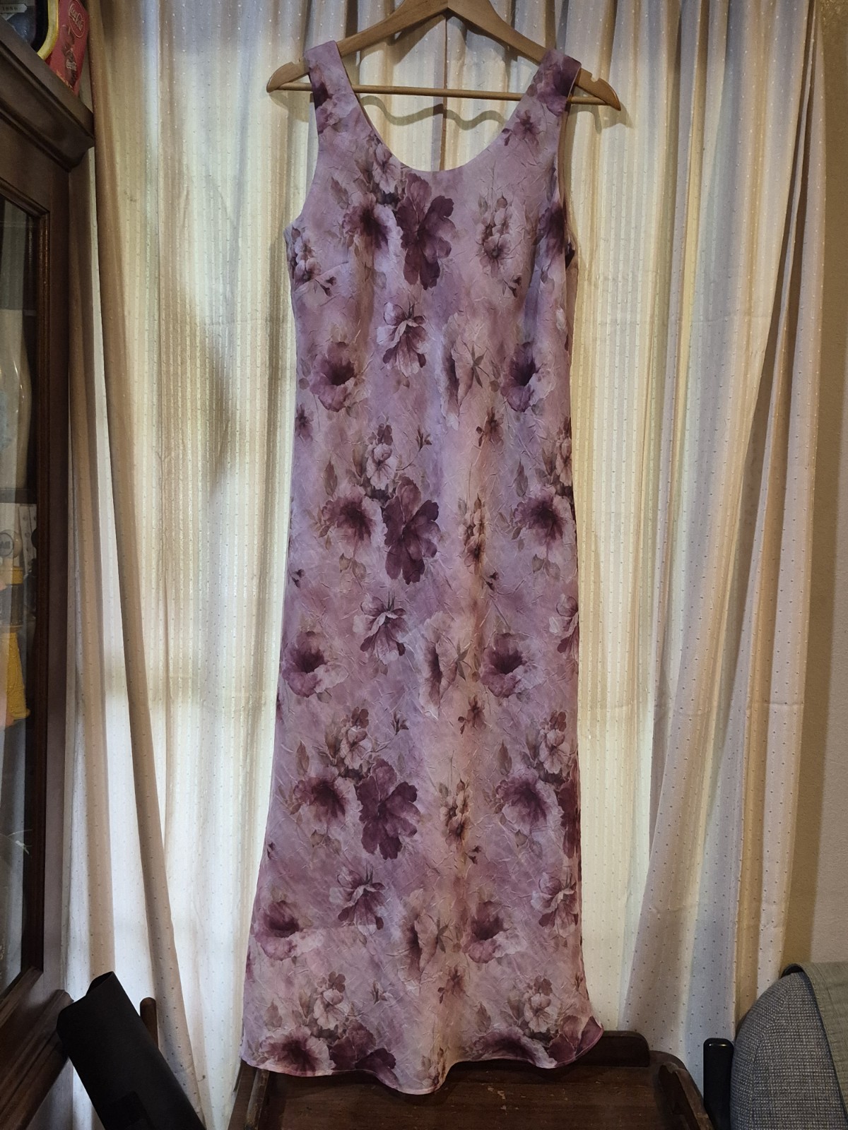 Karin Stevens Vintage 90s Watercolor Floral Maxi Slip Dress 14P