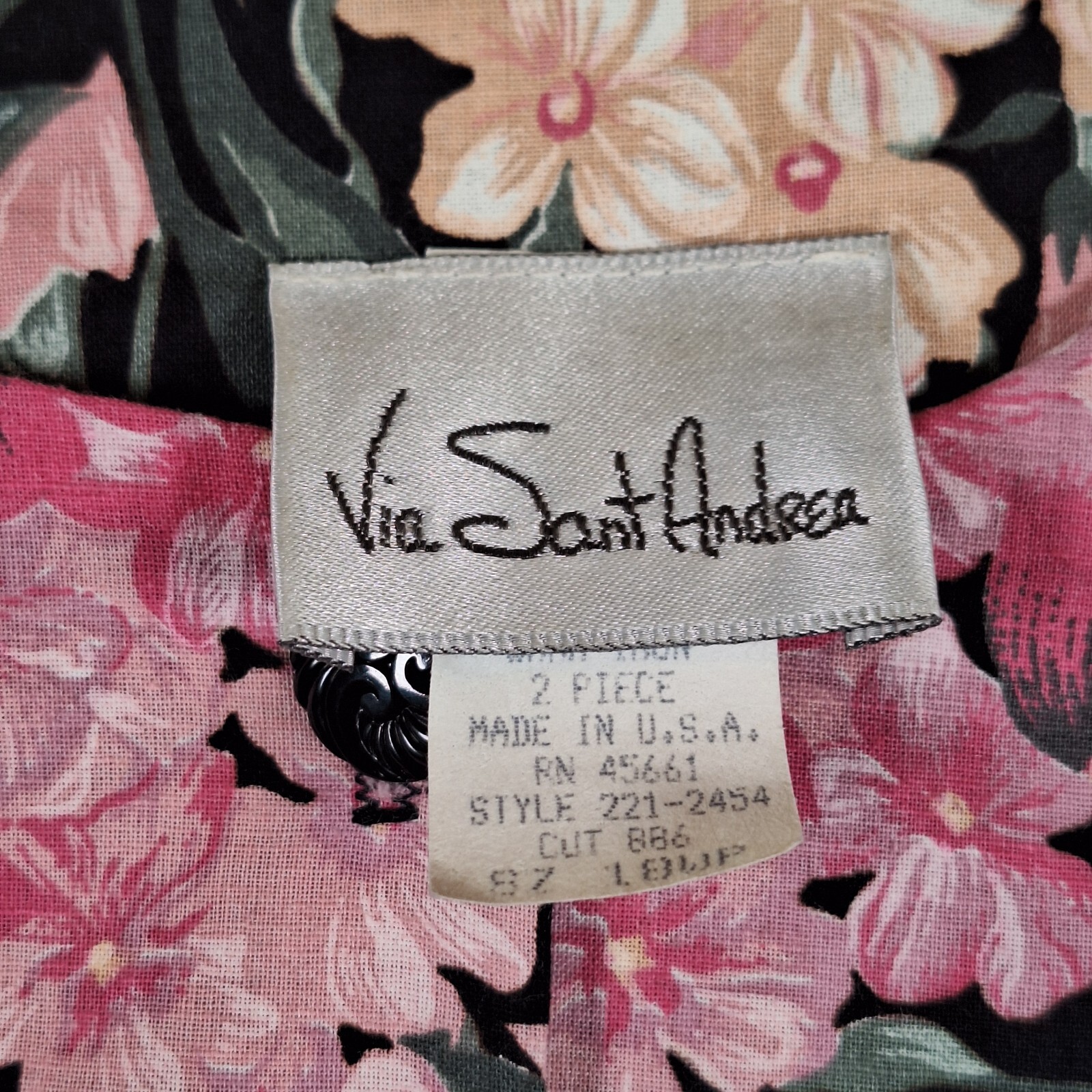 Vintage Via Sant Andrea Peplum Top Women’s Petite 18 WP AOP Floral MADE IN USA
