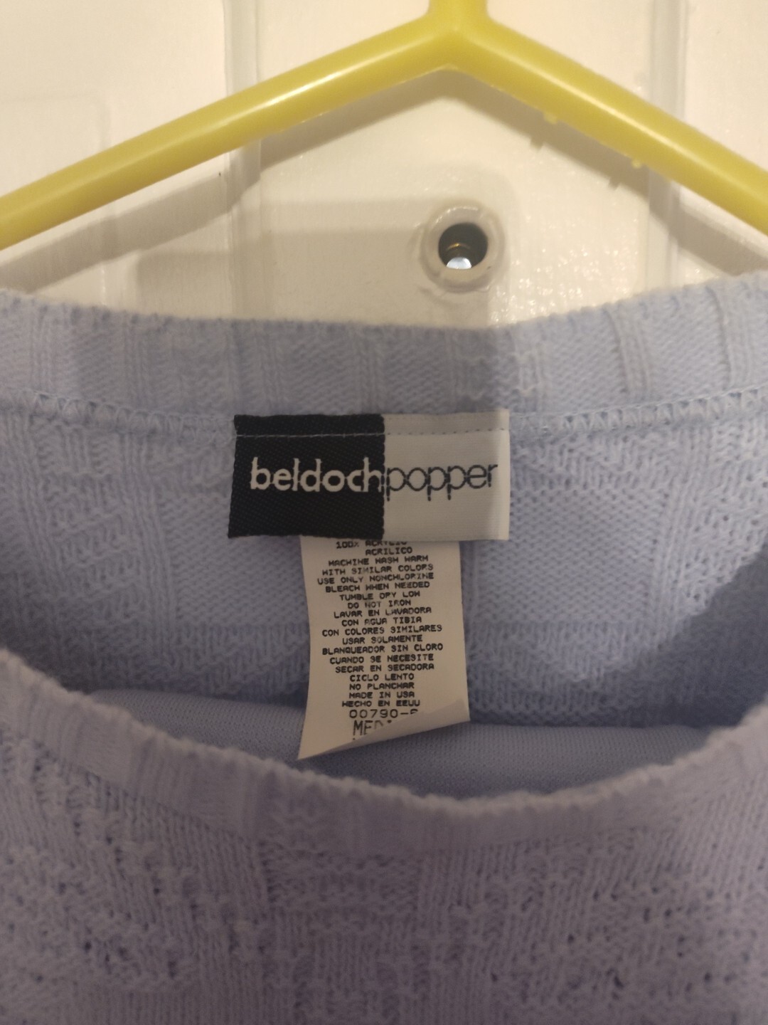 VTG Beldoch Popper 3/4 Sleeves Pullover Knit Sweater Sz M
