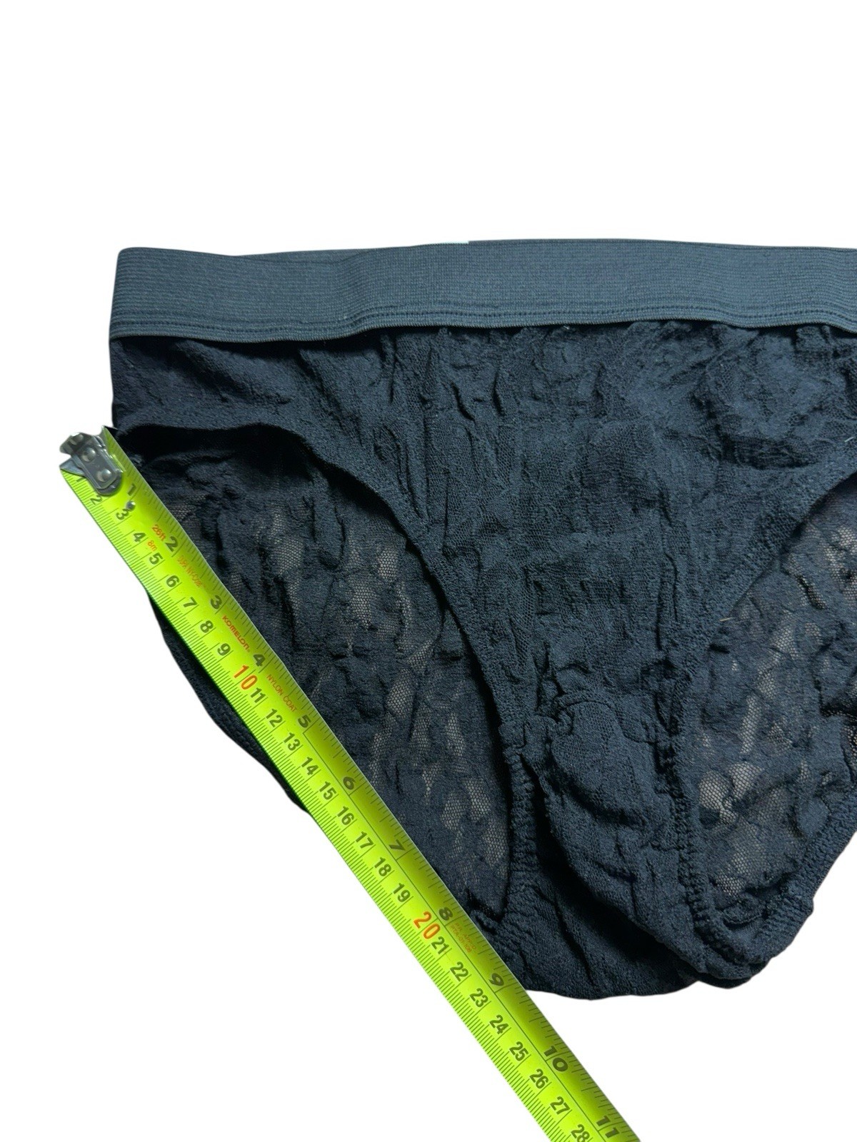 Vintage high cut 100% nylon black lace Brief panties sheer Size 22/24