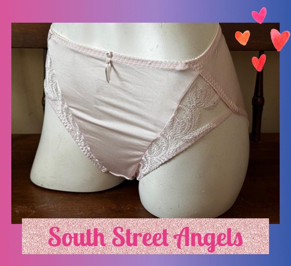 VINTAGE WACOAL 84321 HEATHER PINK FEATHER EMBROIDERY HICUT BRIEF PANTIES SMALL