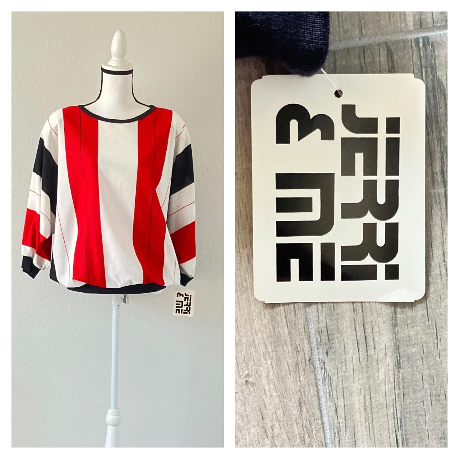 1980s Dolman Sweatshirt, Deadstock Vintage Striped Pullover, Batwing
