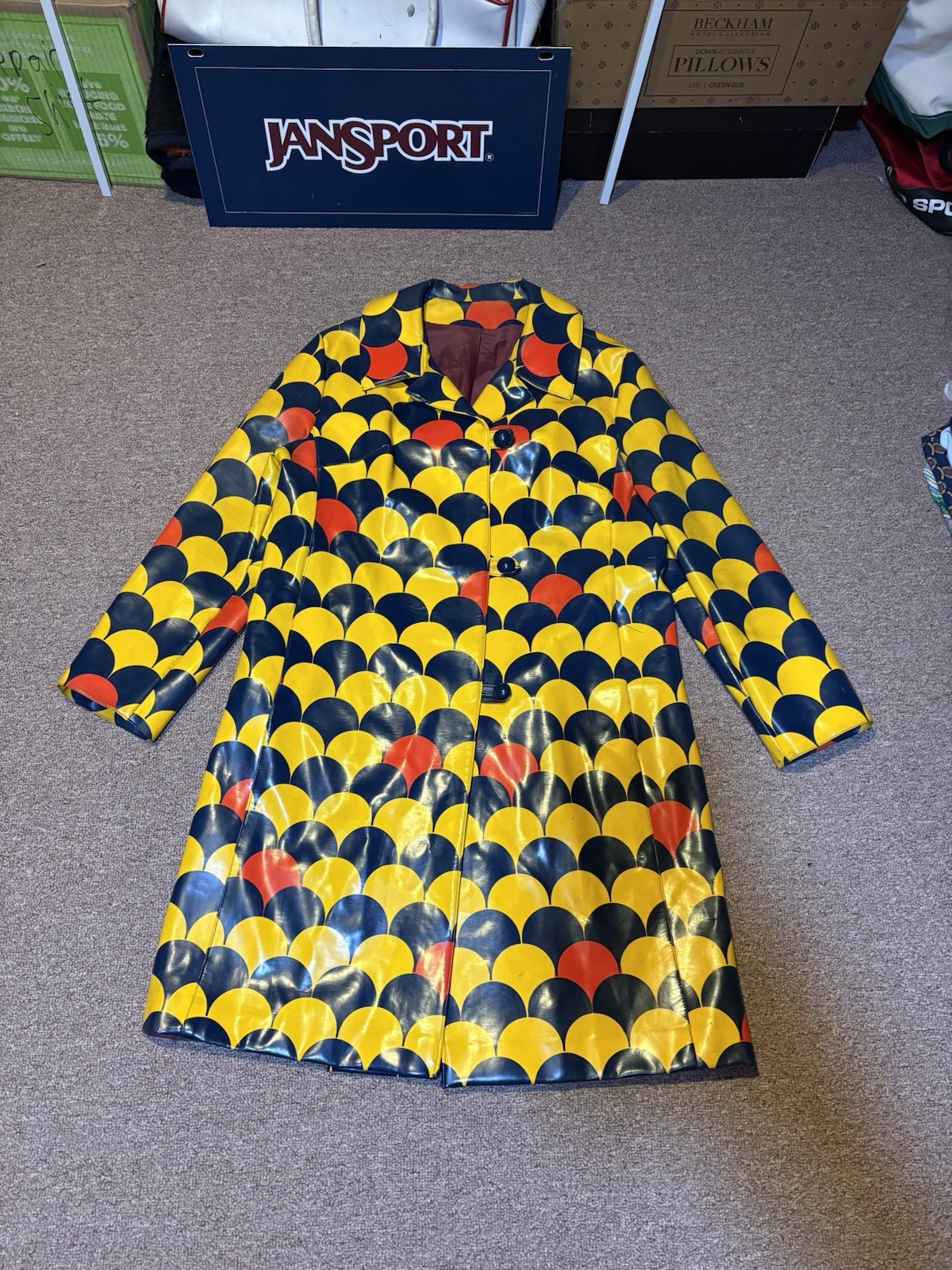 Vintage 1960s Raincheetahs Naman Funky All Over Print Raincoat