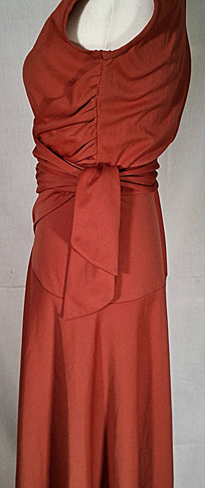 Vintage 70s Unbranded Maxi Terracotta Dress Union Label USA Size SMALL