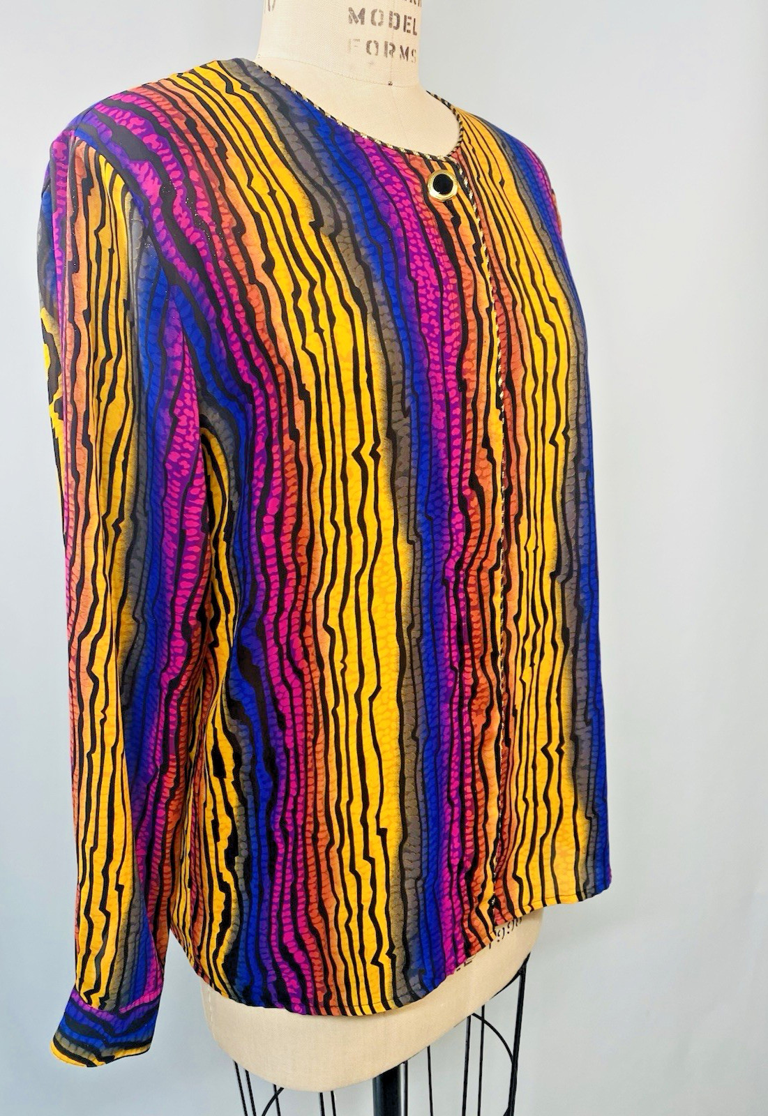 Vintage Blouse SIZE 12 LARGE rainbow bright CHRISTIE & JILL 80s 90s