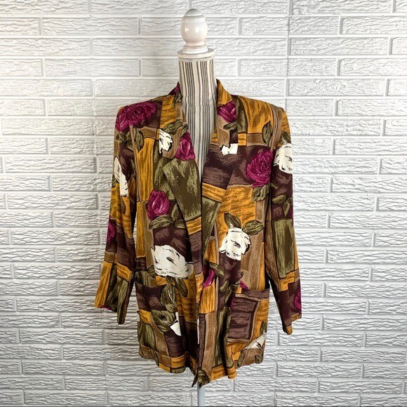 Vintage Barrie Stephens Multicolored Floral Blazer Size 12