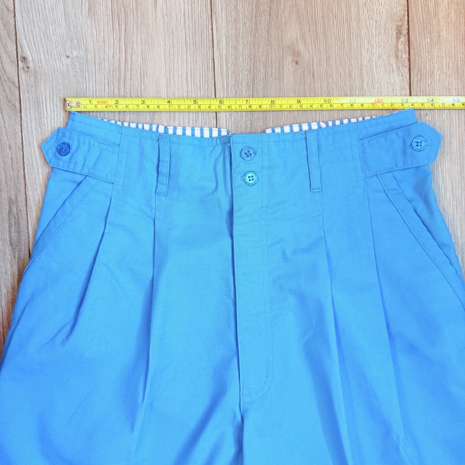 Vintage 90s High Waist Pleated Mom Shorts Blue 26″ Waist American Weekend