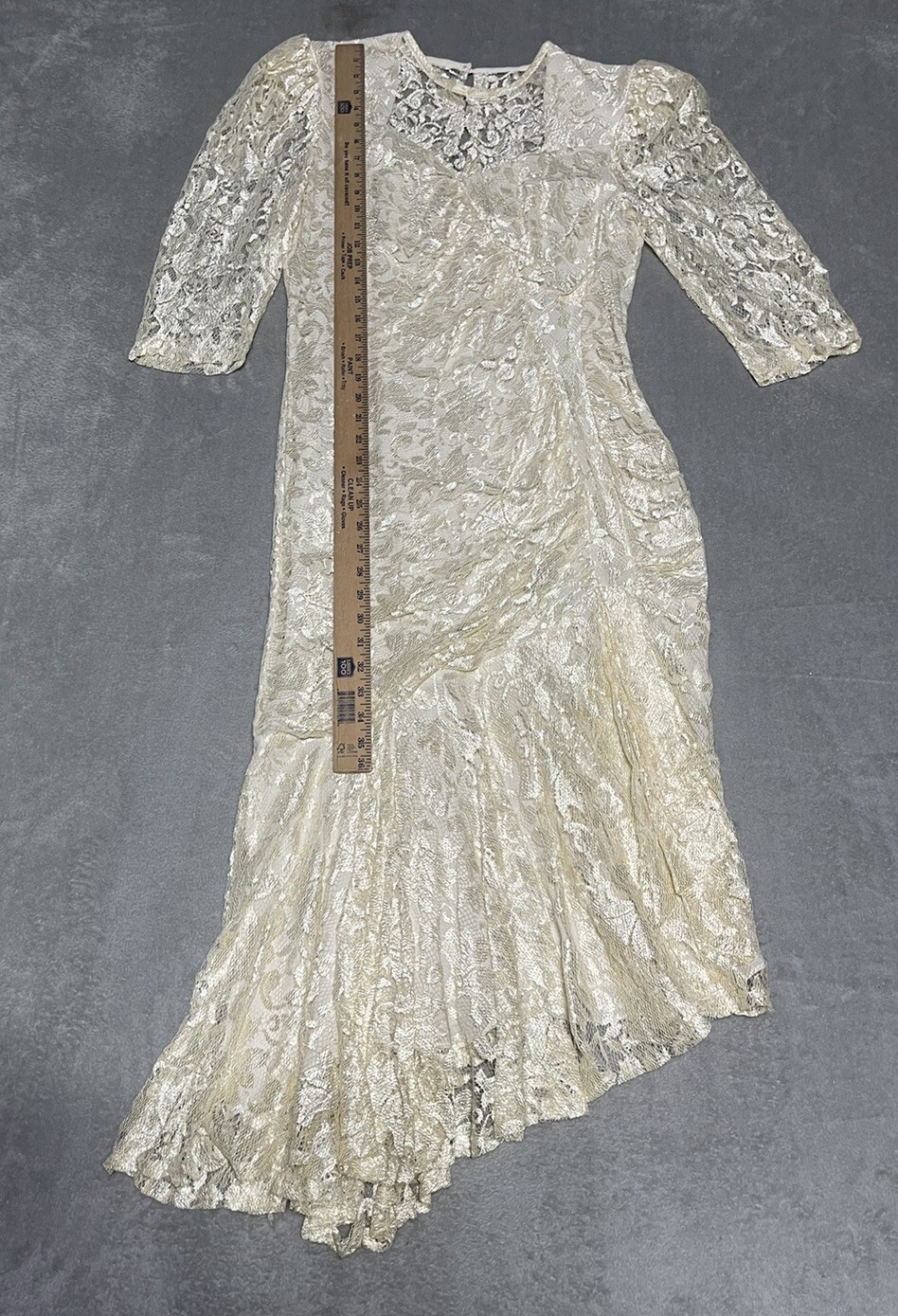 Vintage Ala Carte California Dress Womens 80s Cream Lace Party Prom Wedding