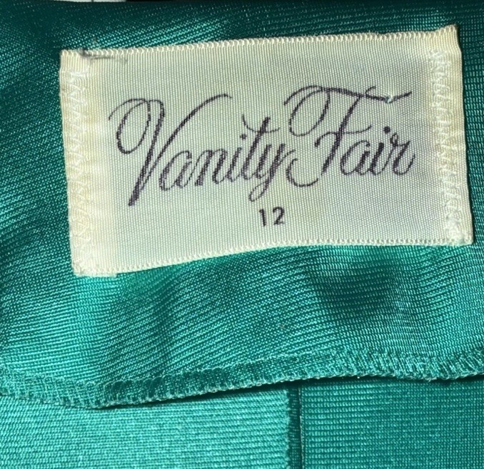 Vtg VANITY FAIR Palazzo Pants Jumpsuit 12 Green Hostess Wide Leg 60s 70s Nylon L