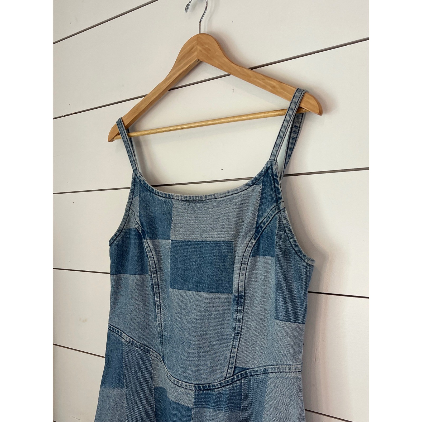 Patchwork Denim Mini Dress / western y2k indie sleaze 100%cotton