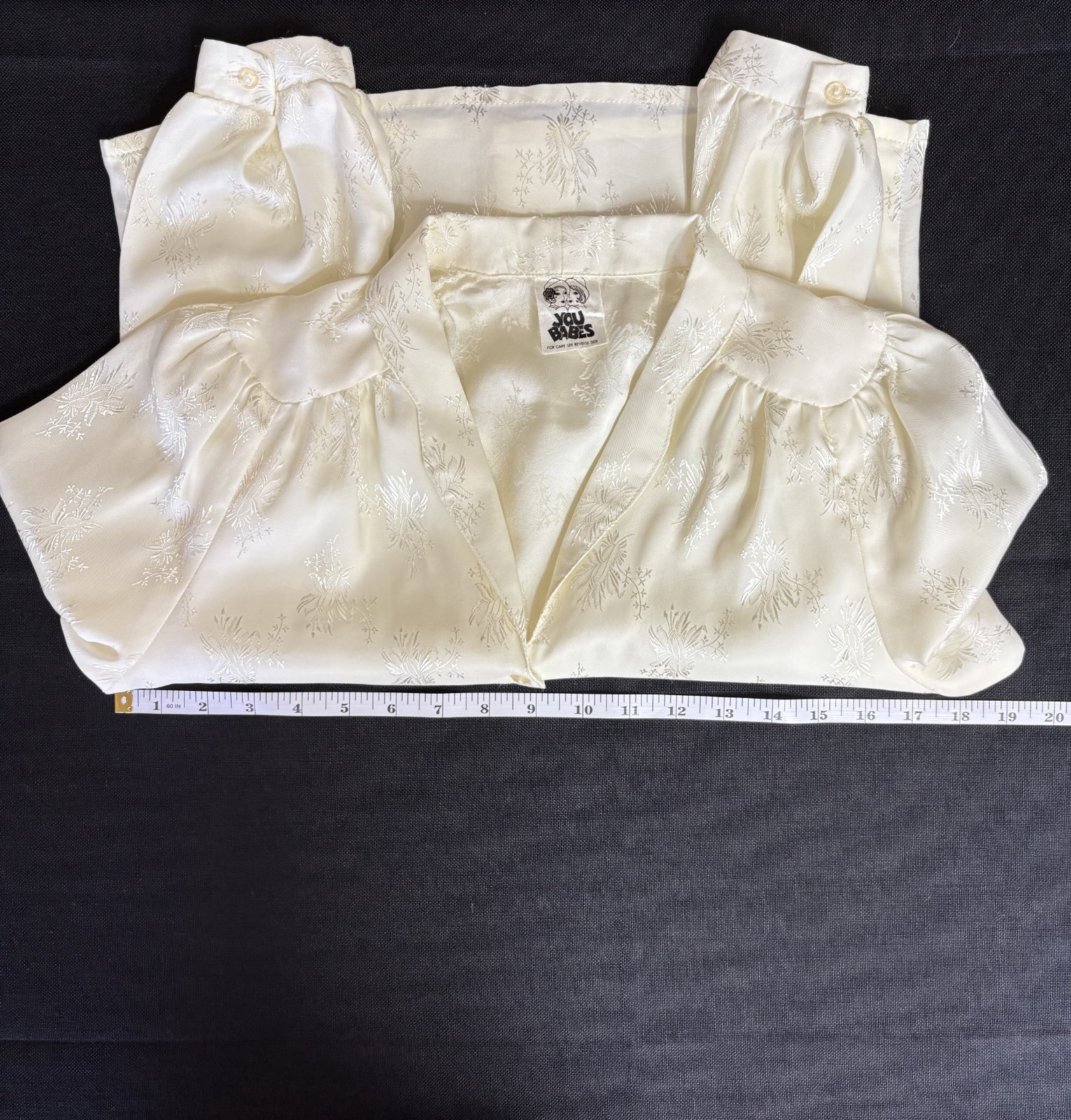 Vintage Ivory Jacquard Blouse Cottagecore Romantic Boho Long Sleeve You Babes