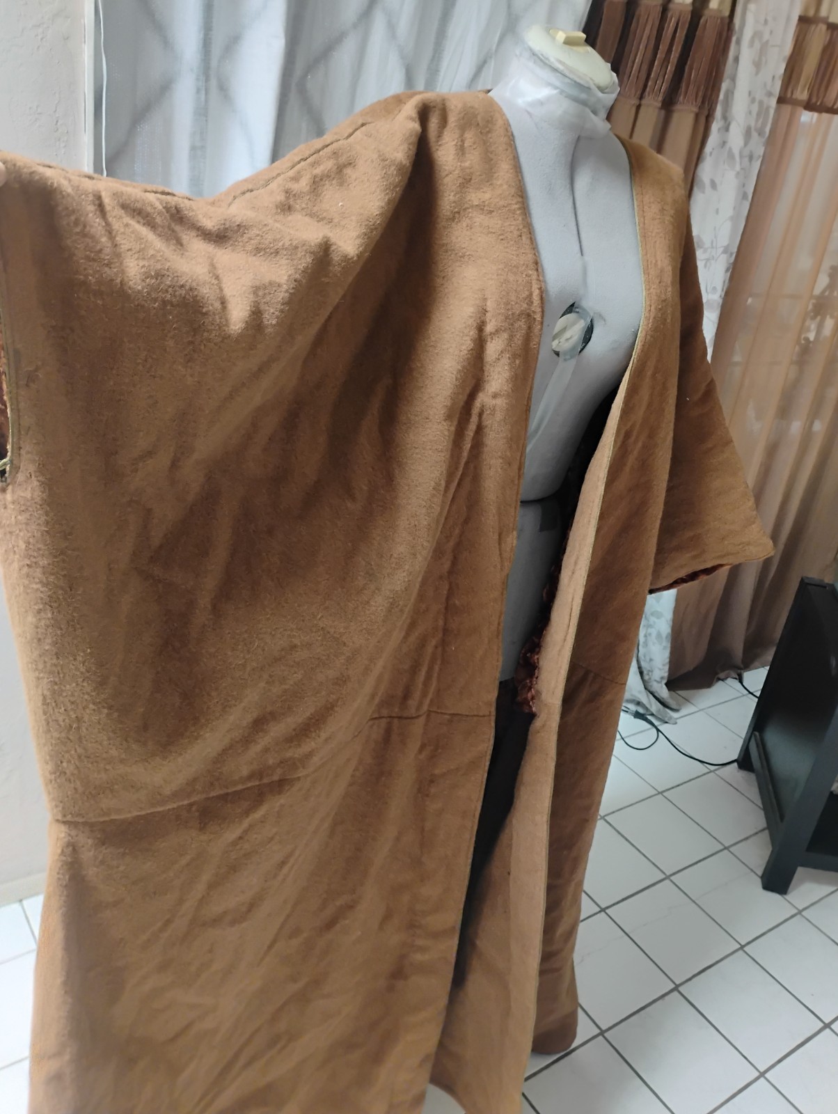 50’s Antique Vtg Heavy WOOL Camel Cape Quality Southwest Poncho blanket 100 X57