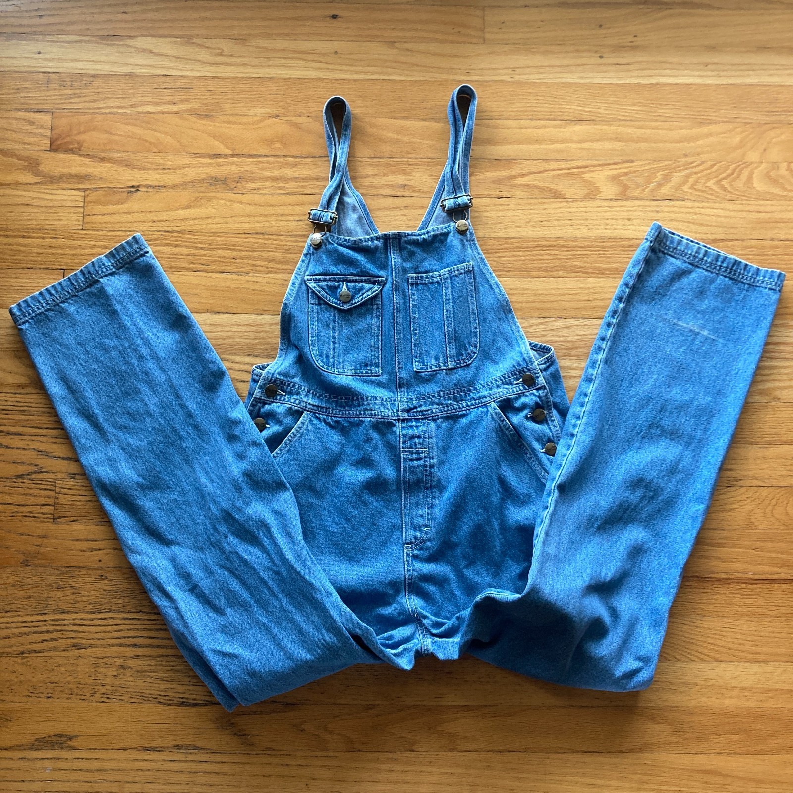 VINTAGE 1980s/1990s LL BEAN DENIM JEAN OVERALLS BLUE INDIGO jumpsuit vtg Womens