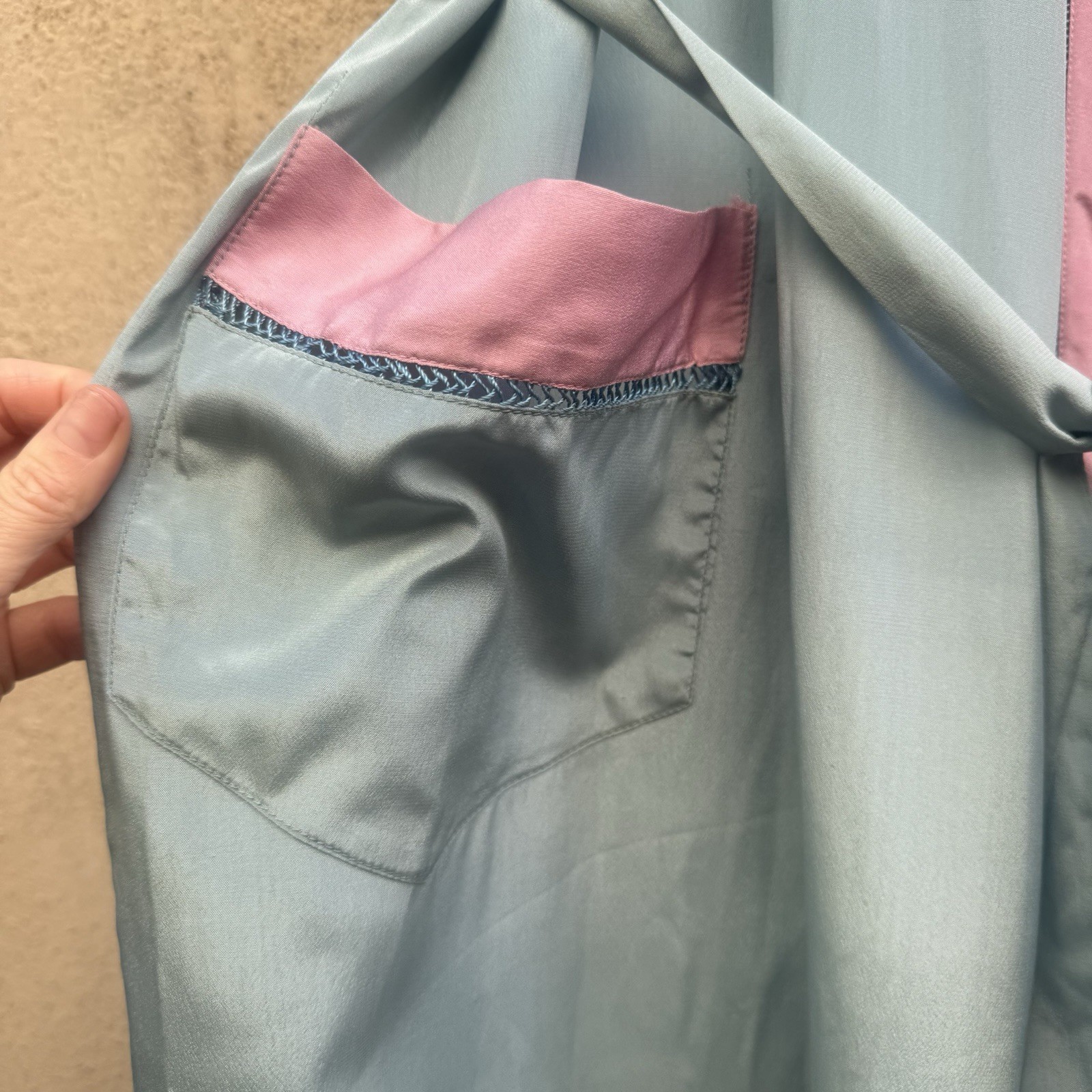 Antique 1920s Cotton Candy Blue & Pink Silk Robe Dress Coat Lounge Vintage