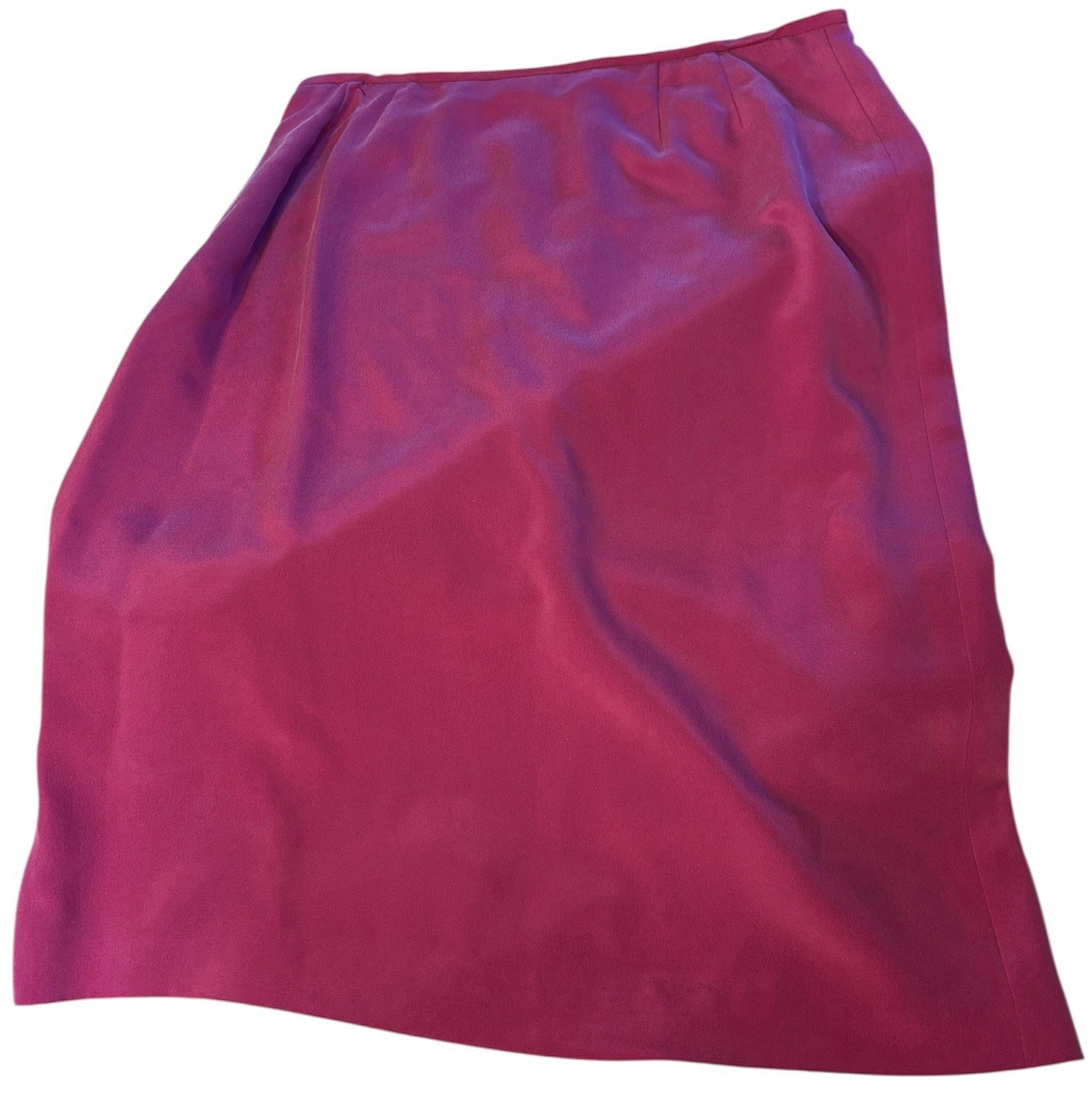 Vintage Kasper 100% Silk Hot Pink Skirt Sz 12 Career Girl/Quiet Luxury/Feminine