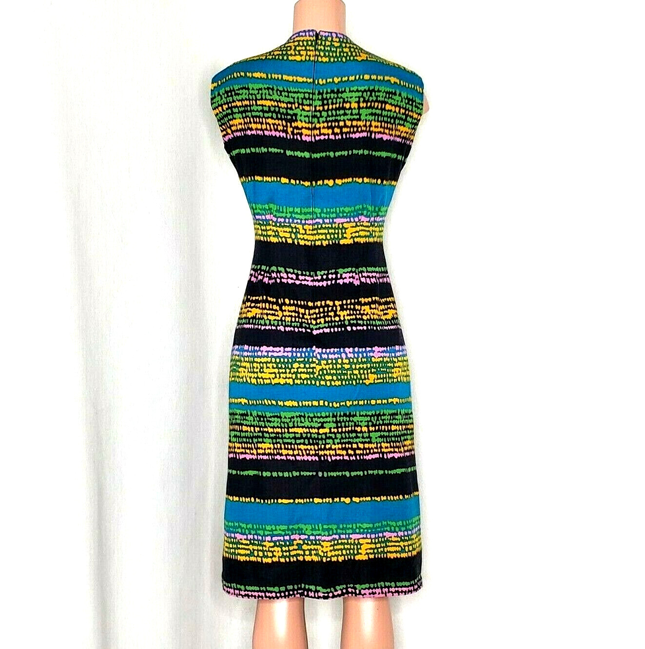Pauline Trigere Neiman Marcus Vintage 10 or 12 Multicolor Wool Sleeveless Dress