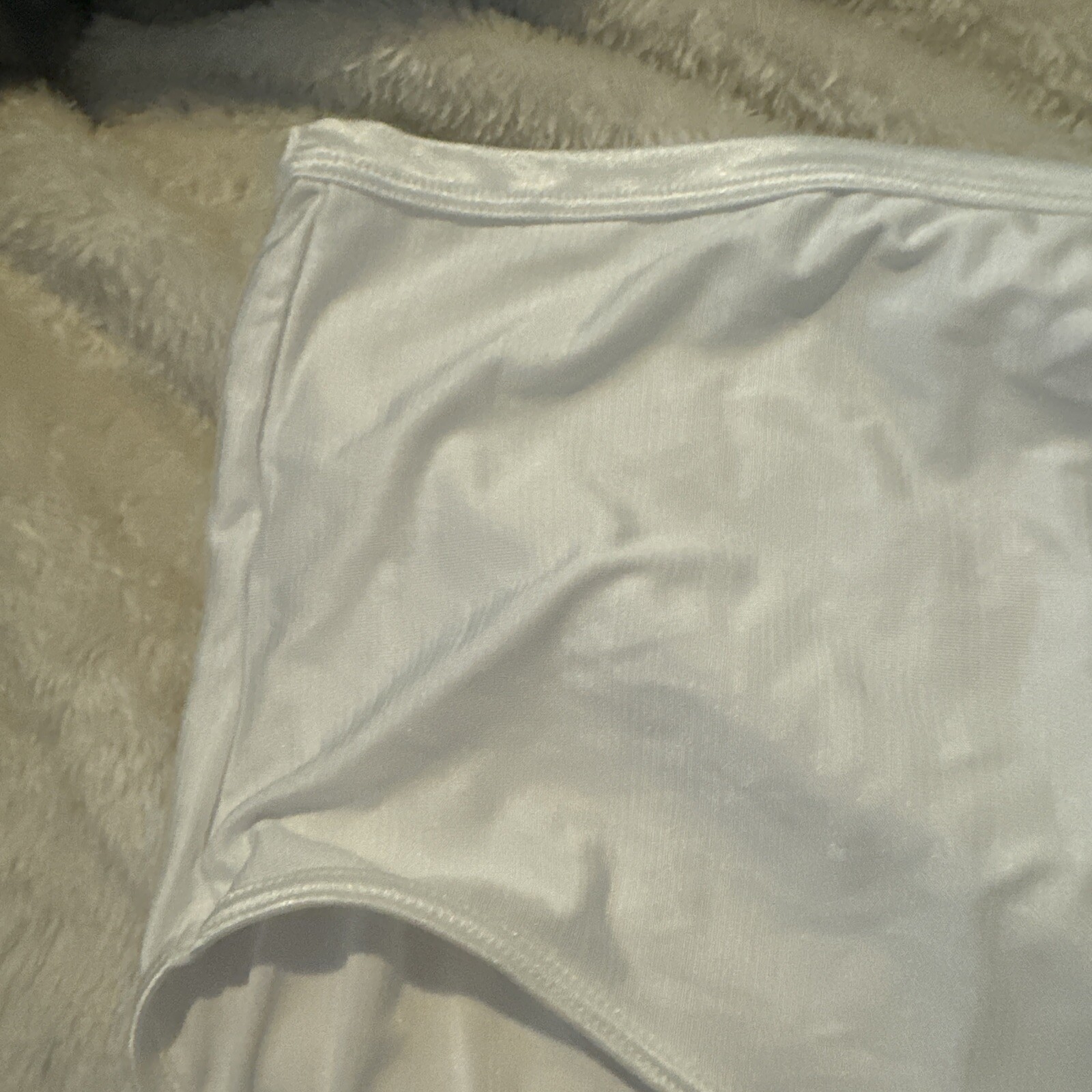 Vintage VANITY FAIR Brief PANTY WHITE Satin NYLON Stretch Second Skin 10/ 3XL