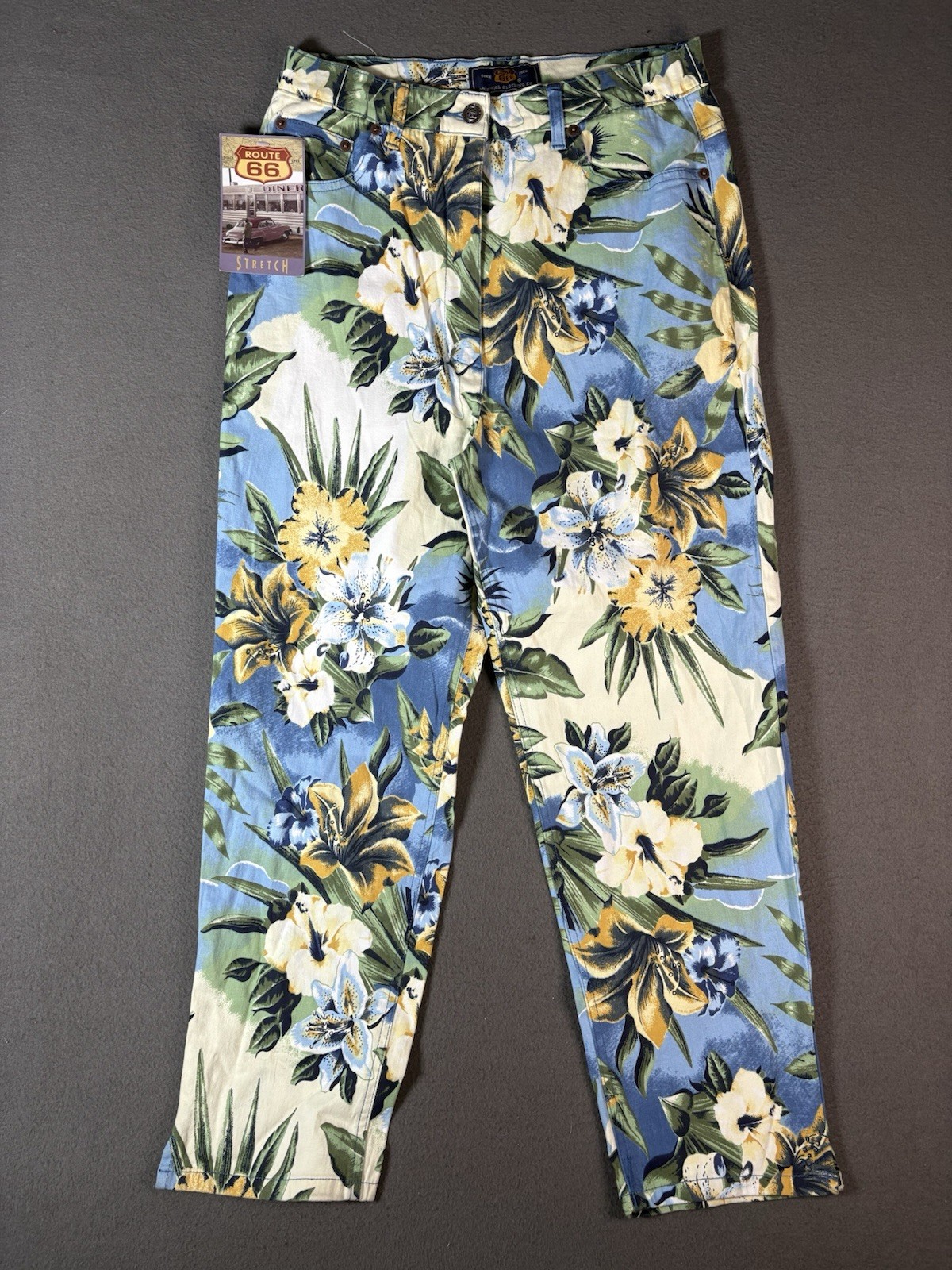 Vintage ROUTE 66 Flower Print pants Size 11/12 (28×26) NWT 90s Y2K 2000s
