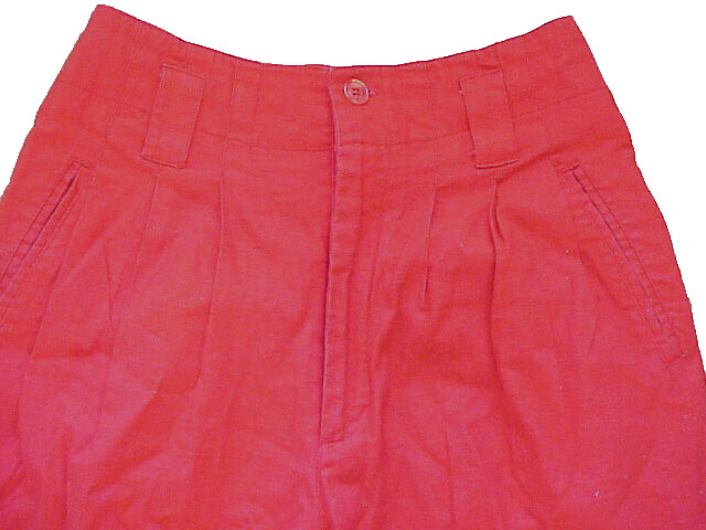 VTG 80s PLEASE THANK YOU brand Red 25″x27 High Waist Pleated Slacks Pants LINEN