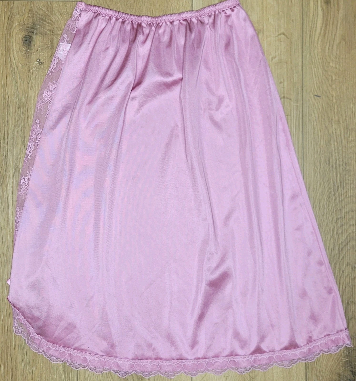 Vtg 70s/80s Kayser Half Slip Skirt Lace Side Panel & Hem Dusty Rose/ Mauve MED