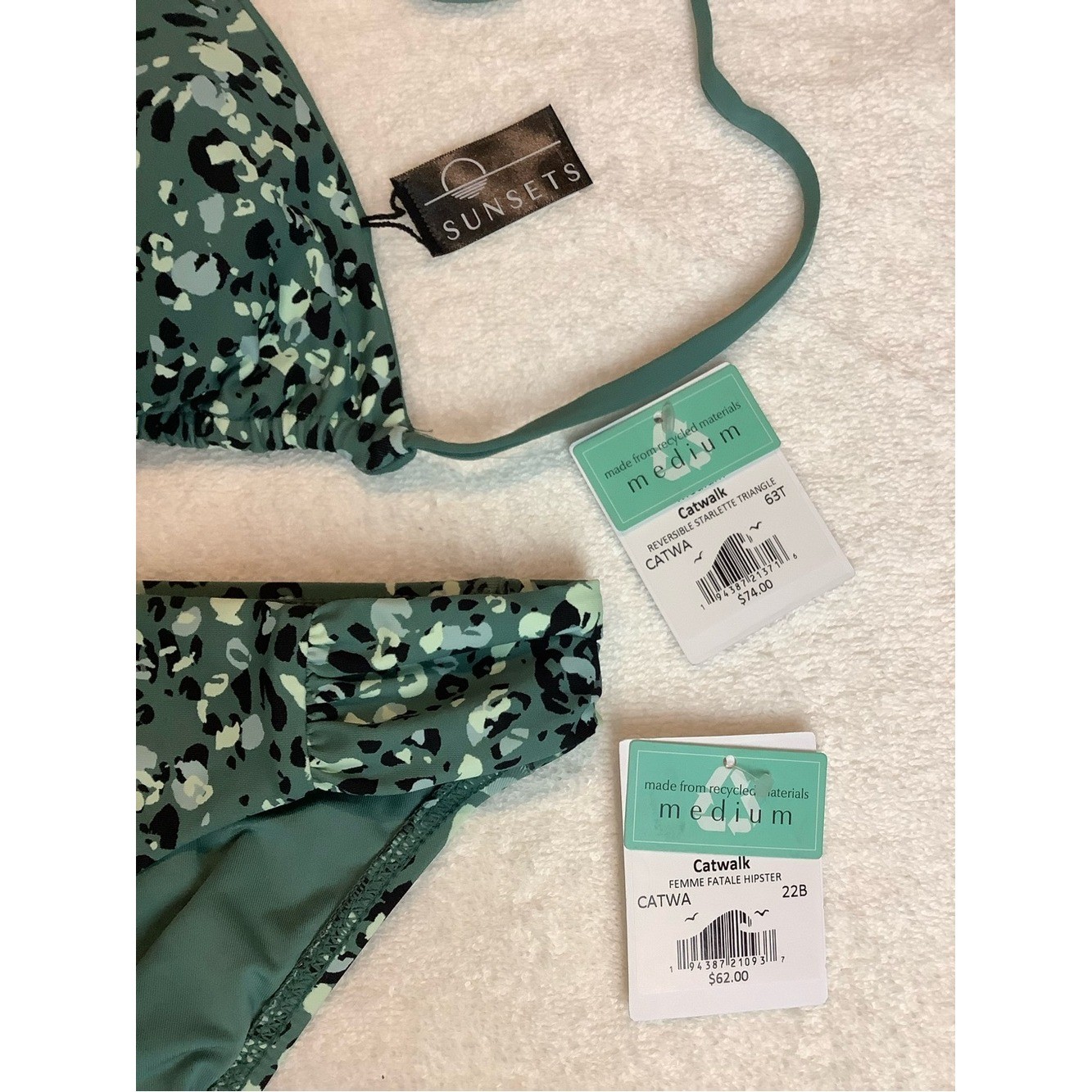 NWT sz MED Sunsets Reversible Catwalk Starlette Triangle and Hipster Bikini Set