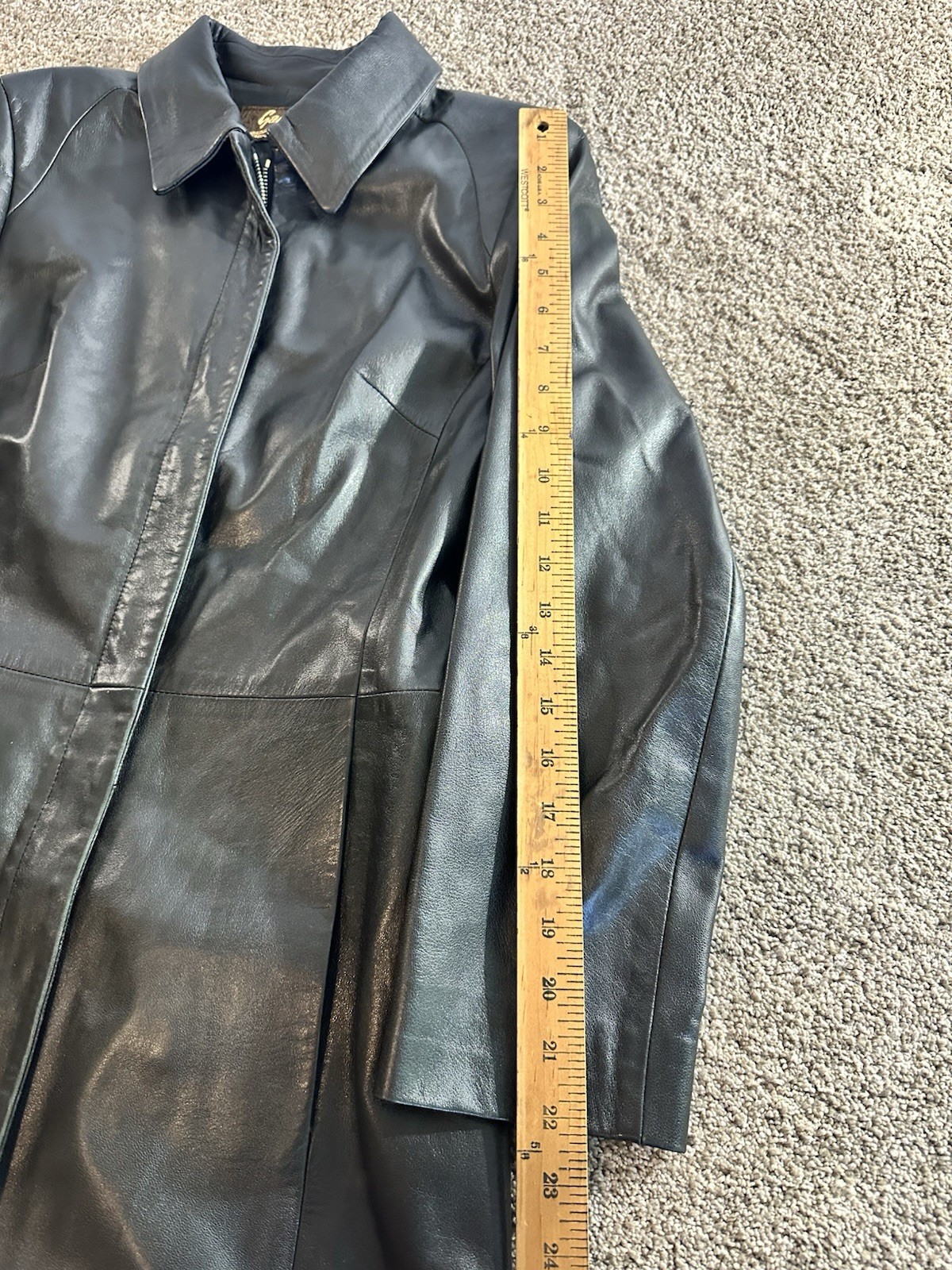 GAB Vintage Italian Black Leather Belted Jacket -Very Soft – 42 Firenze Italia