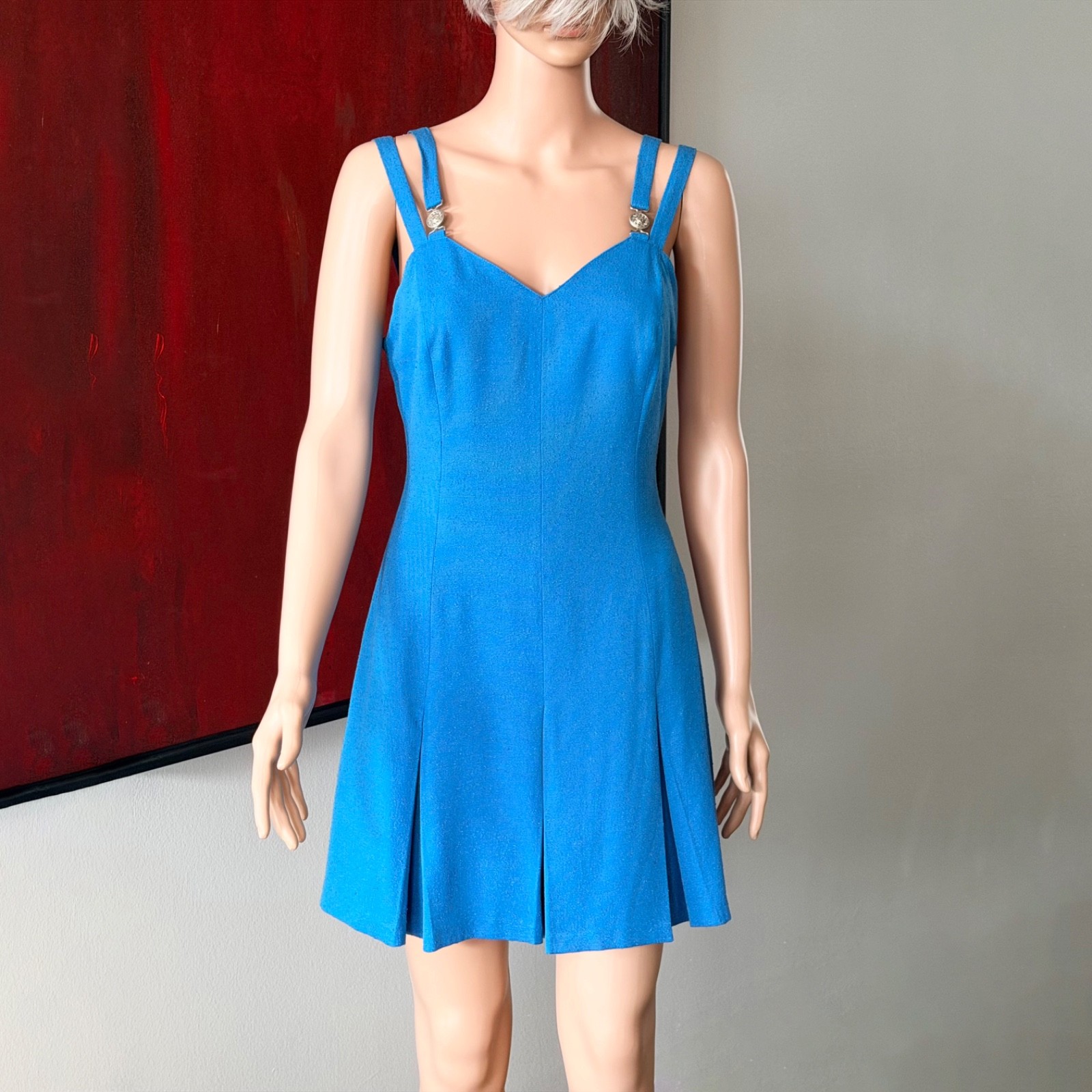 VERSACE JEANS COUTURE 1990s double-strap mini dress in blue size 42