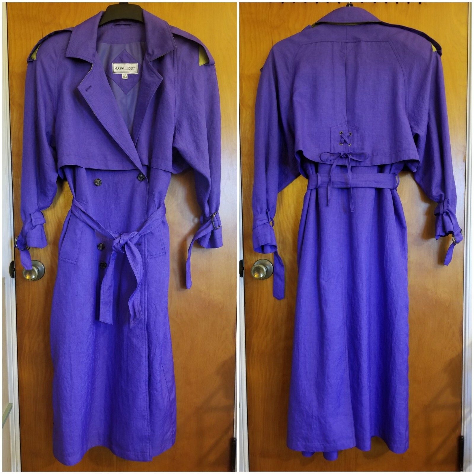 Vintage J. Gallery Trench Jacket Sz 11/12 Purple Chartreuse 80’s 90’s Y2K