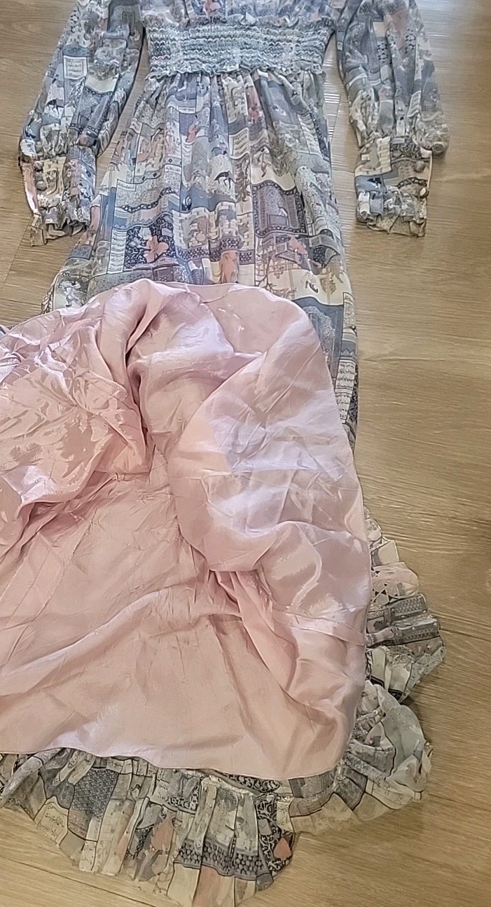John Charles London Vintage Silk Lined Long DressGown Made England Size 12 Asain