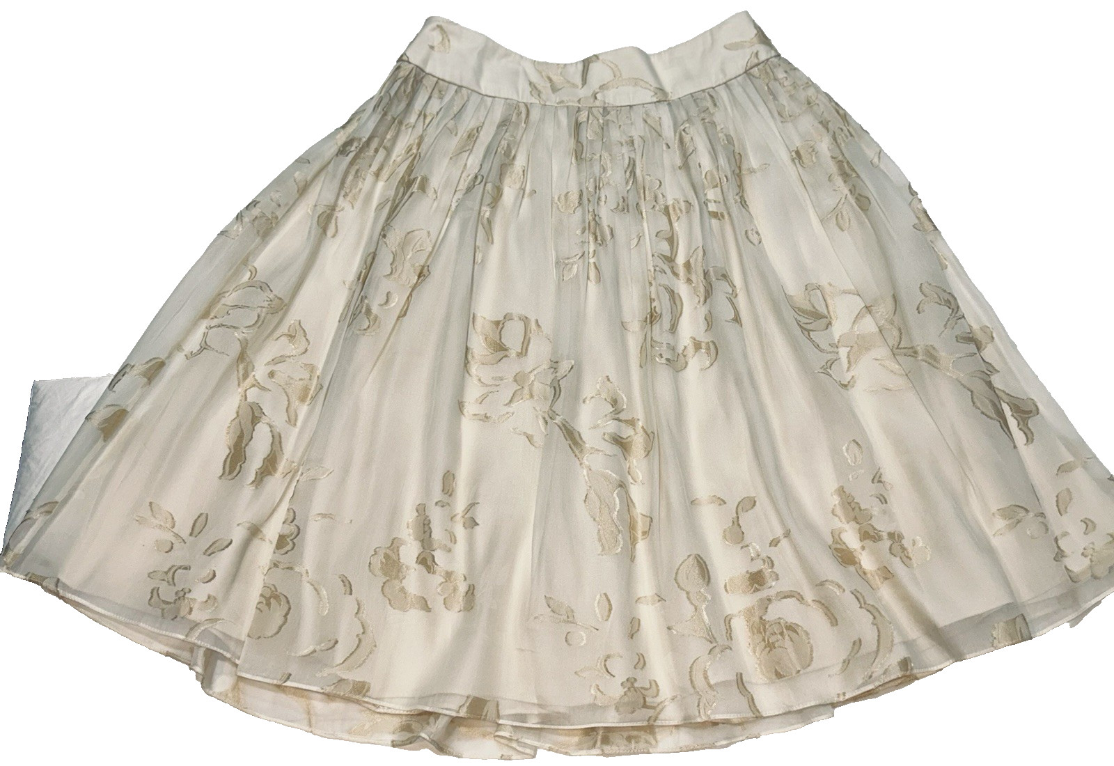Vin Carmen Marc Valvo Signature 100% Silk Champagne Skirt Made in USA Old Money