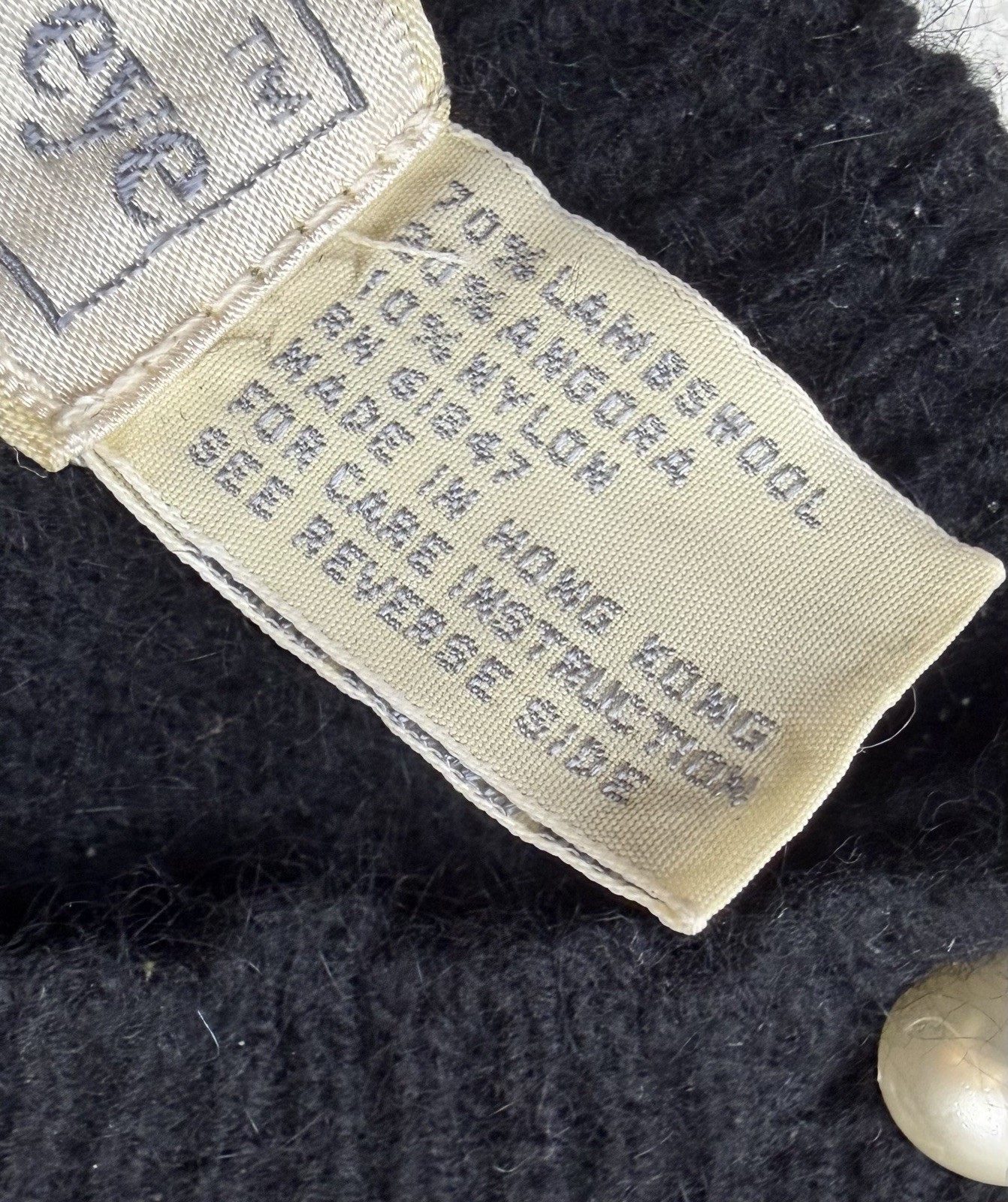 Vtg The Eagle’s Eye Sweater Sz M Black Pearl Bows Hearts Angora Lambswool Blend