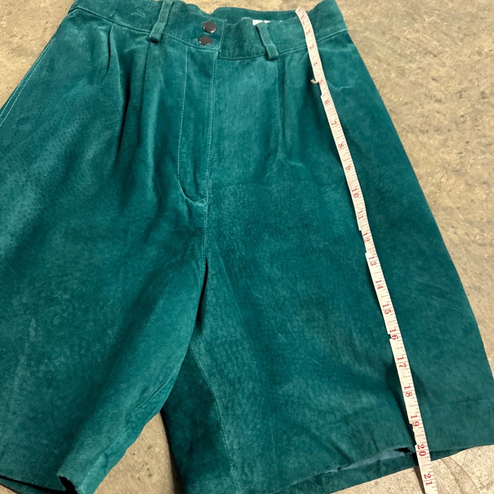 David Hollis VTG Teal Green Suede Leather High Waisted Shorts S/XS Retro Classic
