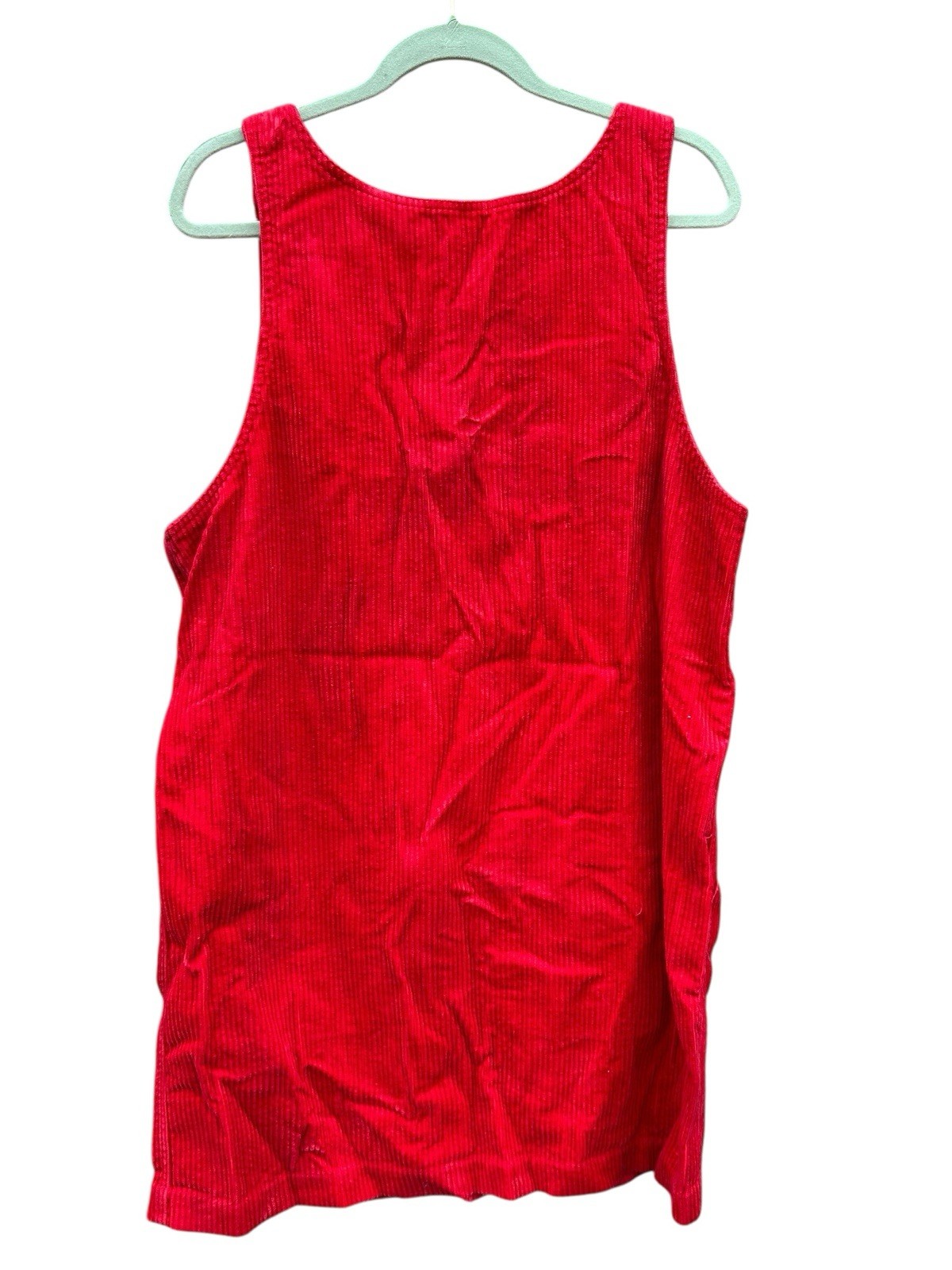 Vintage 90s Fast Pace Corduroy Overall Dress Large Red Pockets Y2K EUC