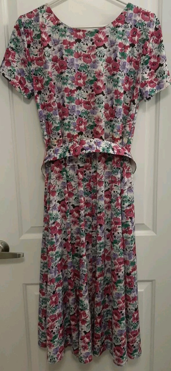 Vintage Darian Cottagecore Maxi Dress Belted Prairiecore 90’s Floral Size 14