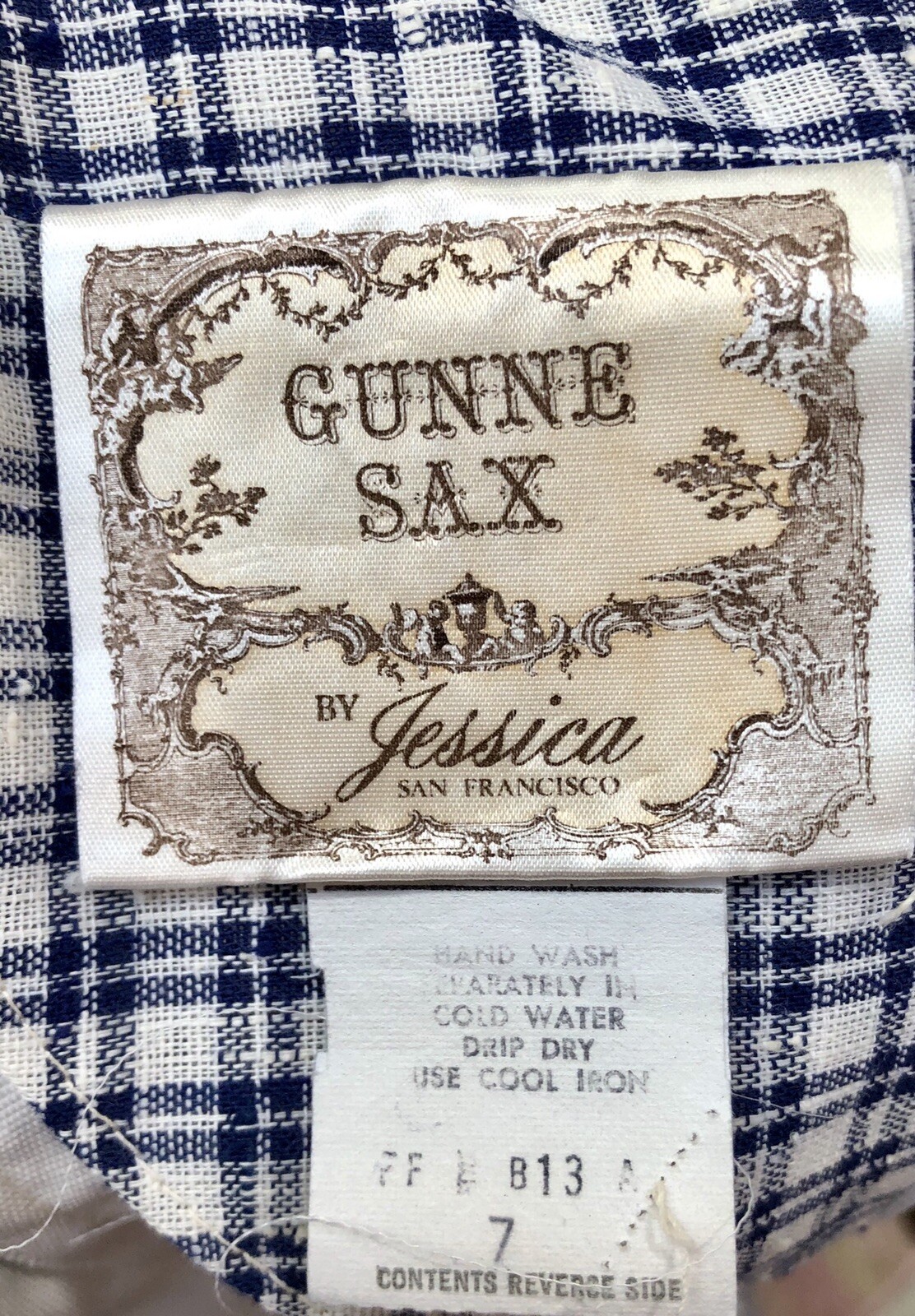 VTG 1970s GUNNE SAX Renaissance Revival GINGHAM JULIET MAXI-DRESS Lace-Up Bodice