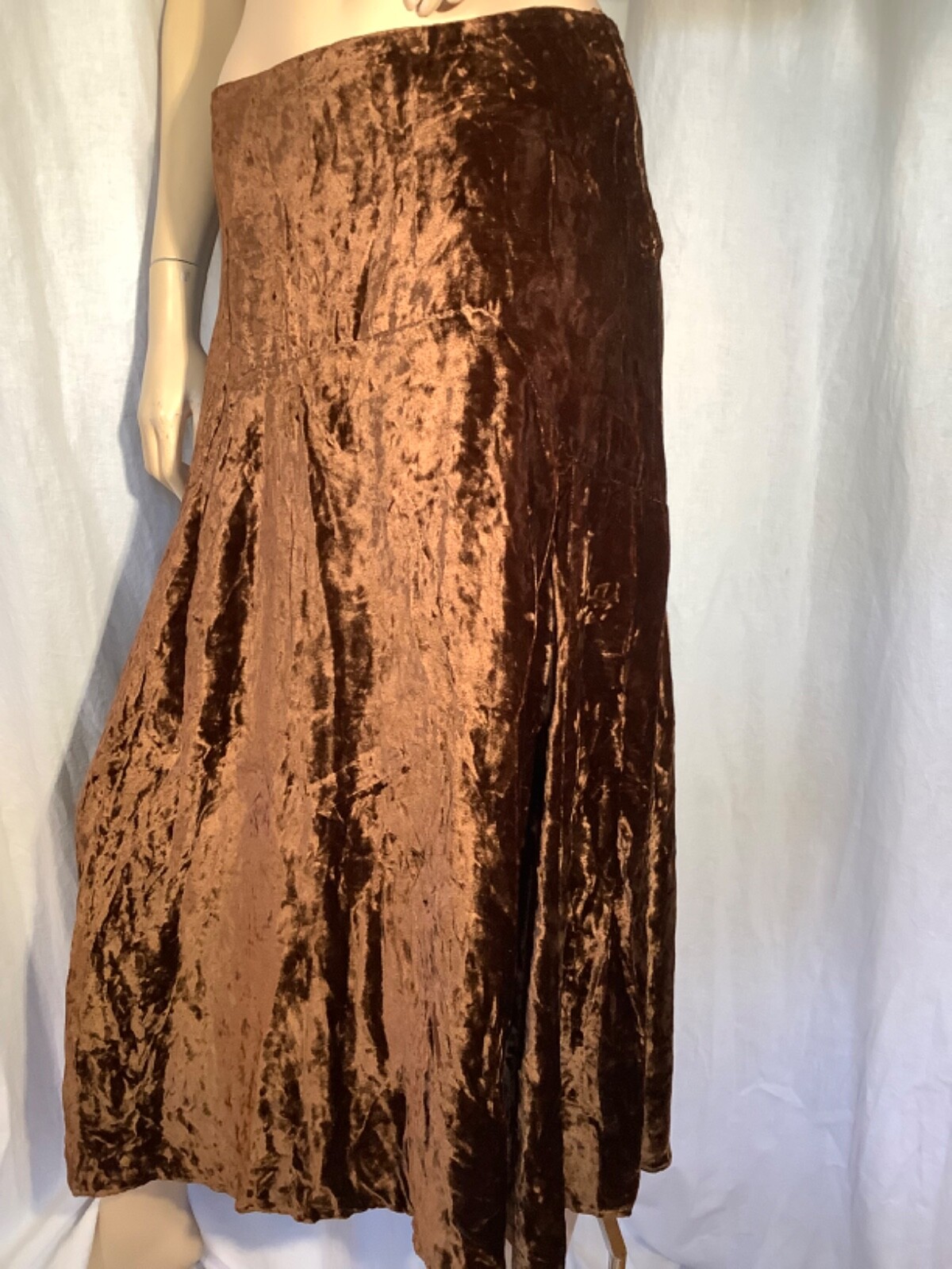 Art Deco vintage 30s draped 2 piece Dress peplum Top skirt Crushed velvet Brown