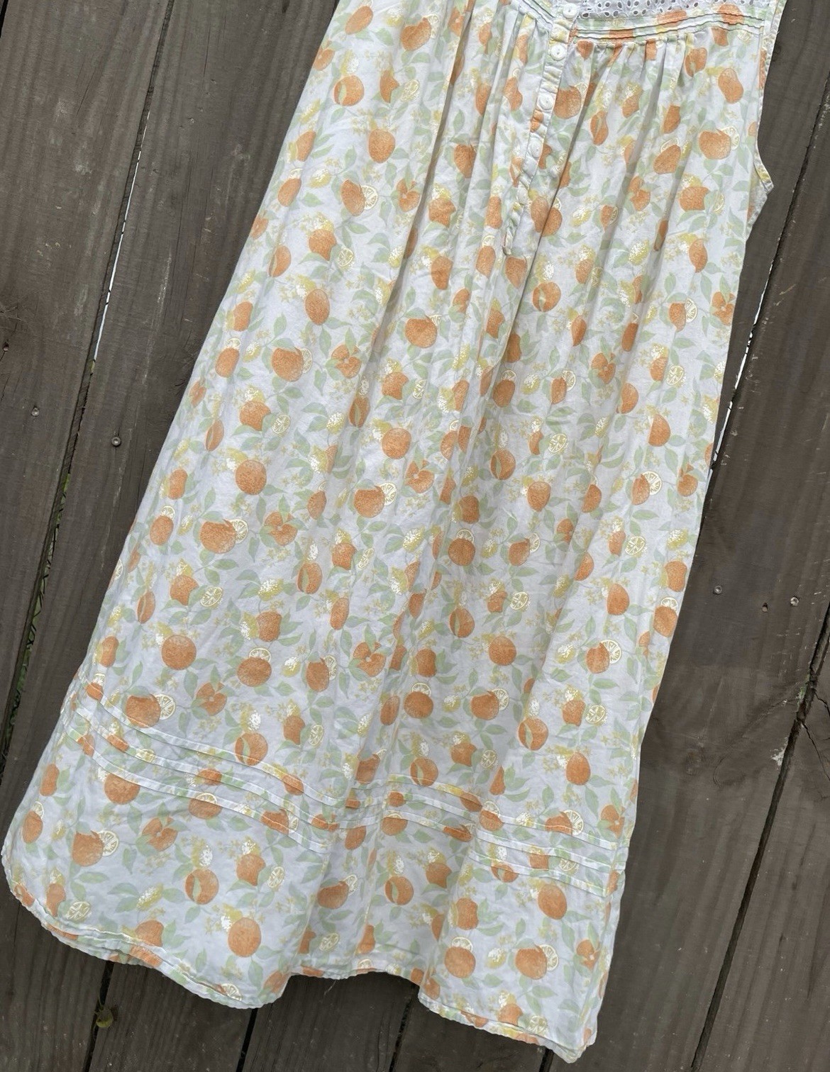 Vintage Lanz of Salzburg citrus Orange print flowy summer house dress
