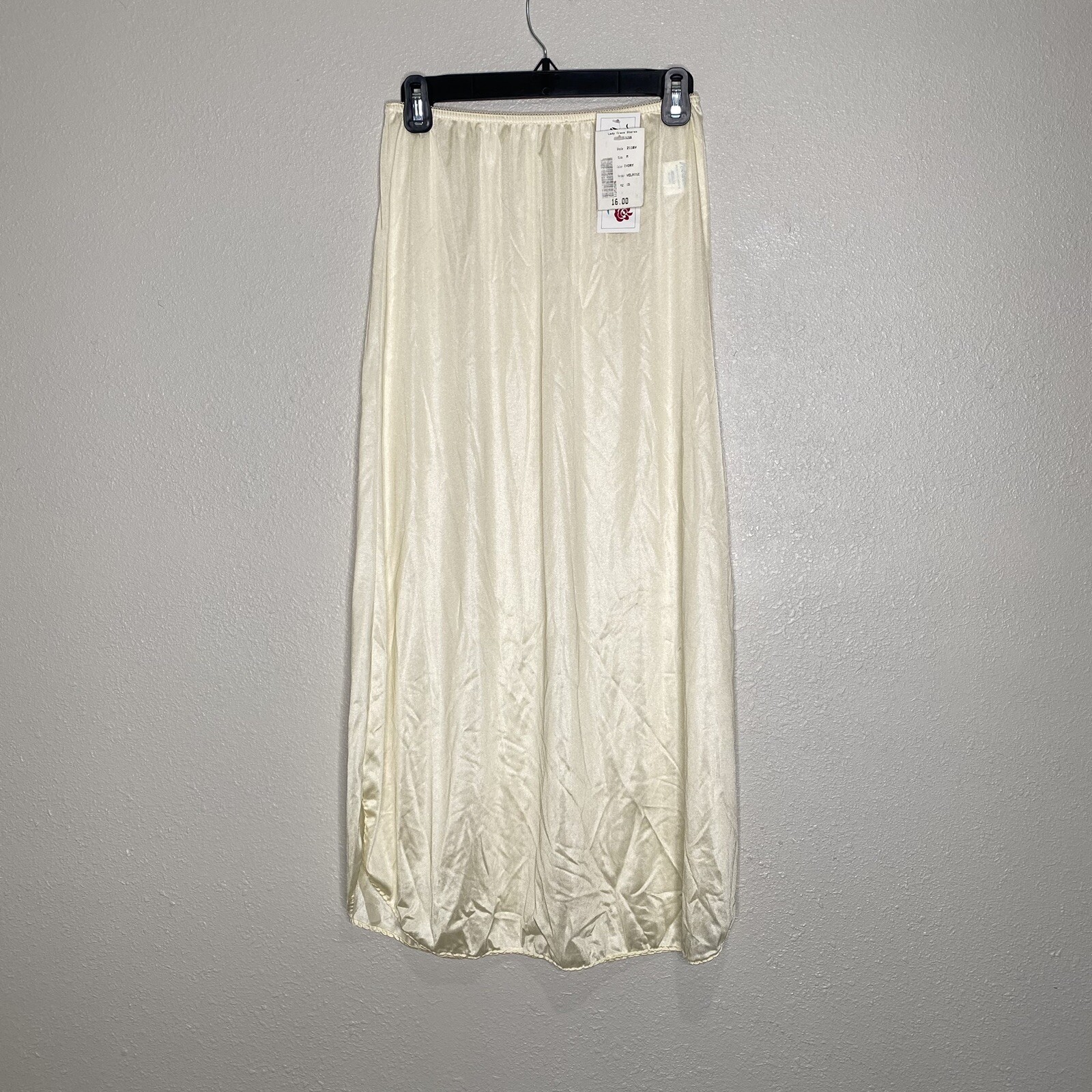 Velrose Vtg Women Slip Skirt Ivory Elastic Waist 2116 M Medium NOS NWT