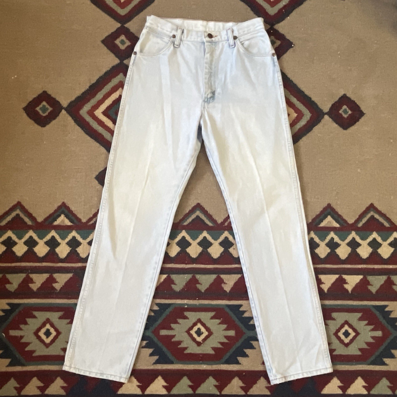 Vintage 90s Wrangler Cowboy Jeans Women’s 29×31 Bleach Faded Light Wash Denim
