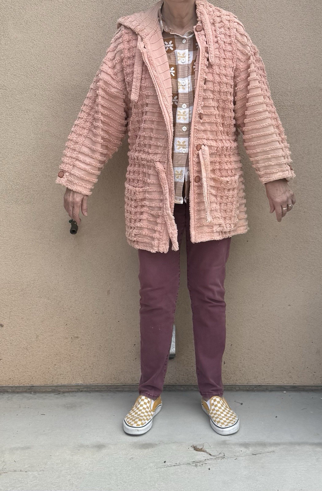 Vintage Chenille Jacket W Tie Peach Kokonuts Laguna Beach M/L One Of A Kind