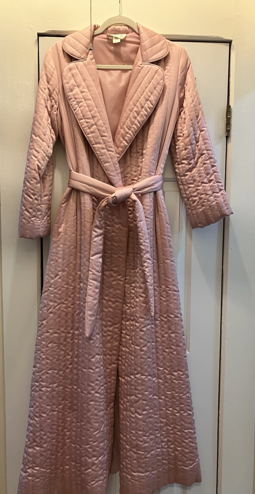 Vintage Eve Stillman Pink Quilted Lined Full Length Robe Size SMALL made in USA