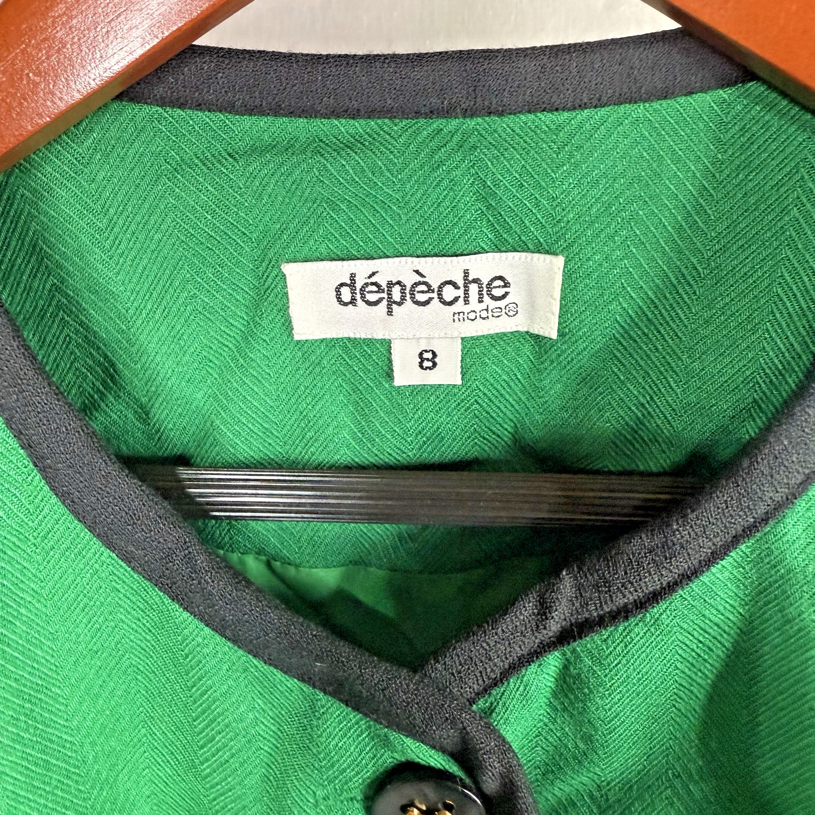 Vintage 1980s – Yves Cossette Depeche Mode – Green Button Sheath Dress Size 8