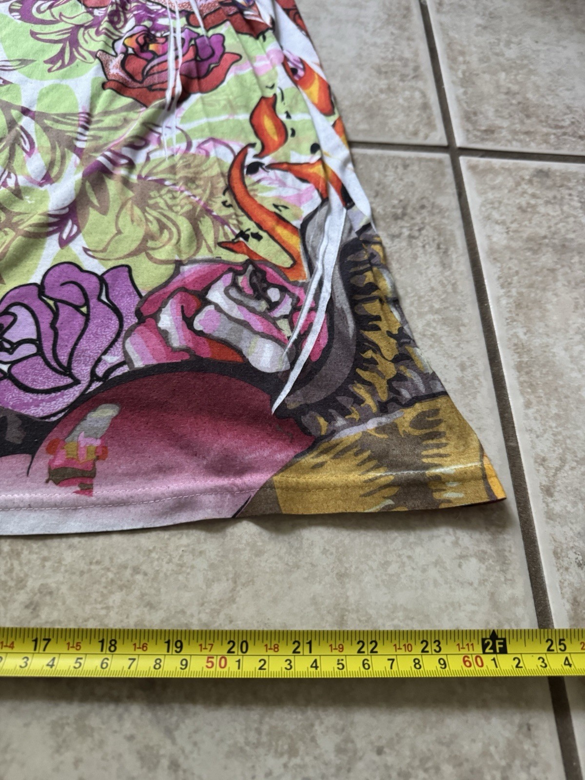 VTG CyberY2k Trashy Gyaru Ed Hardy Tattoo Graphic Heart Art Print Dress Small