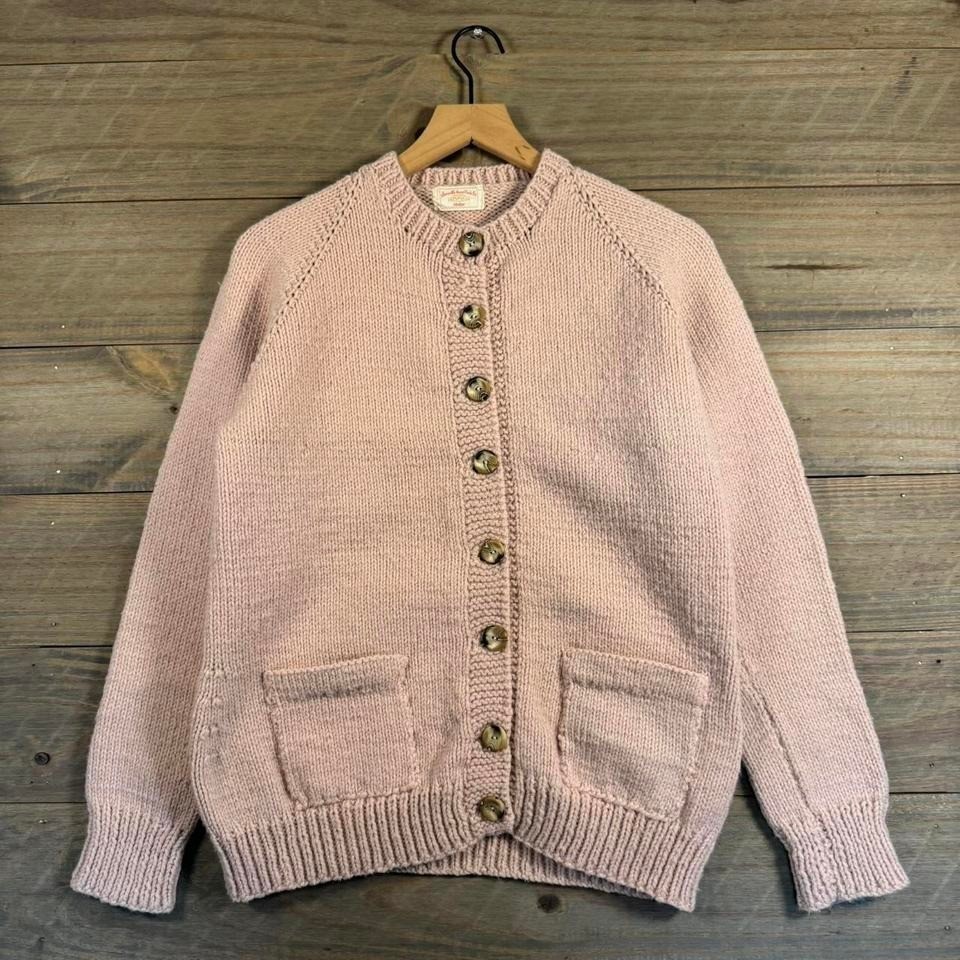 Vintage 90s Handknit Essential Big Buttons Grandma Cottage Core Cardigan Sweater