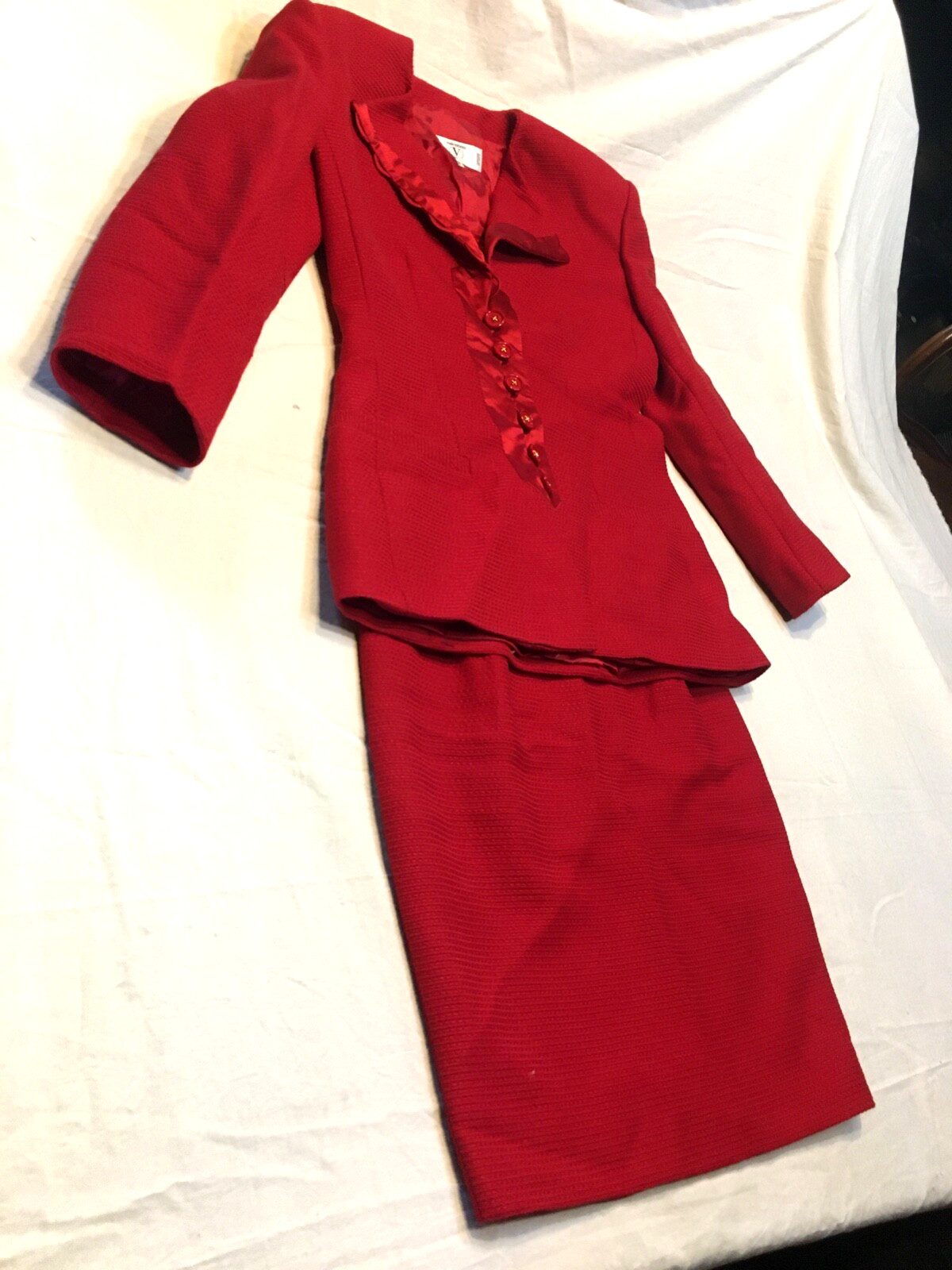 VALENTINO MISS V COM.TO WOMENS VINTAGE WOOL SILK SKIRT JACKET SIZE 42 C. 7546 ITALY