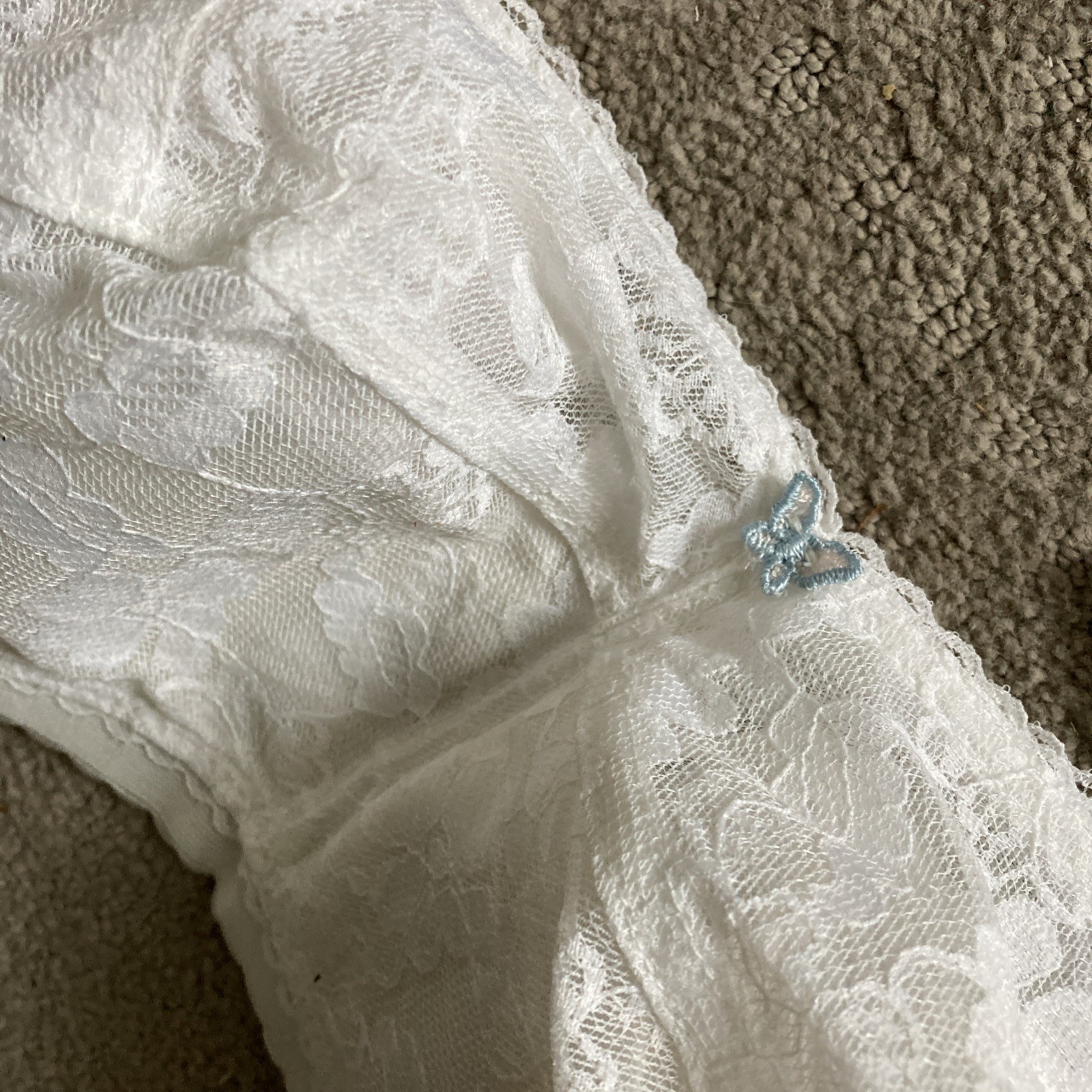 VTG Cameo Coutures White Nylon Lace Bra Pinup Bullet 42F High Lift Style 707
