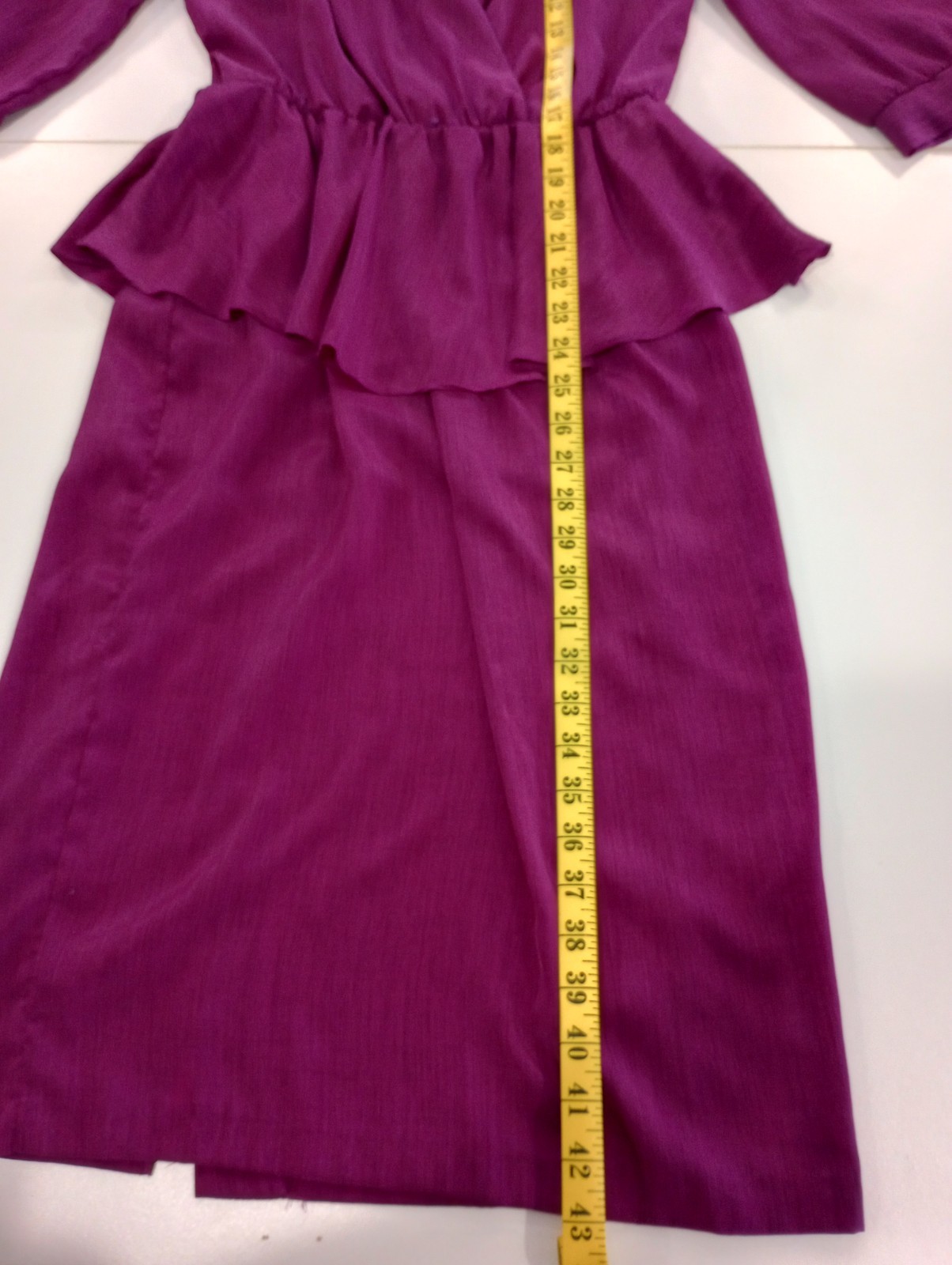 Vtg Breli Originals Women’s 10 Midi Dress Maroon 3/4 Sleeve Low Cut V Neck Slit