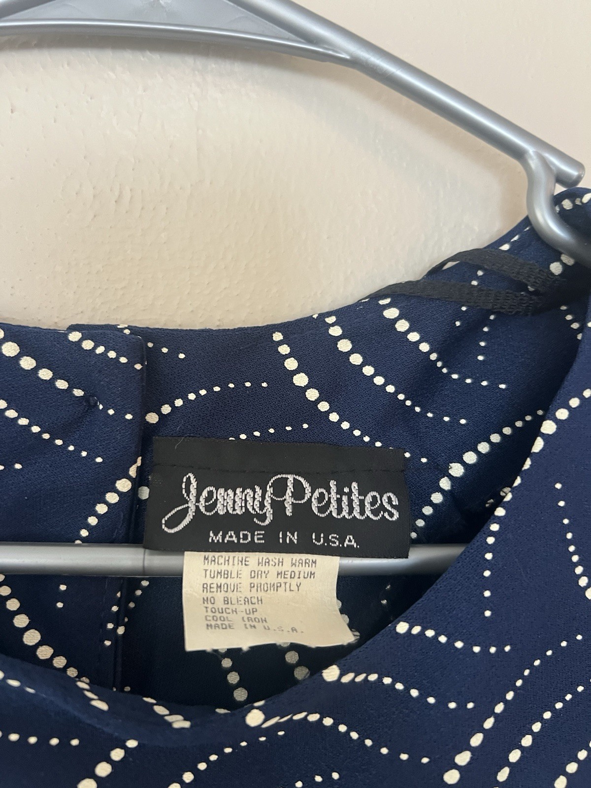 Vintage Jeremy Petites Navy Abstract Dot Dress w Cropped Bolero Made USA